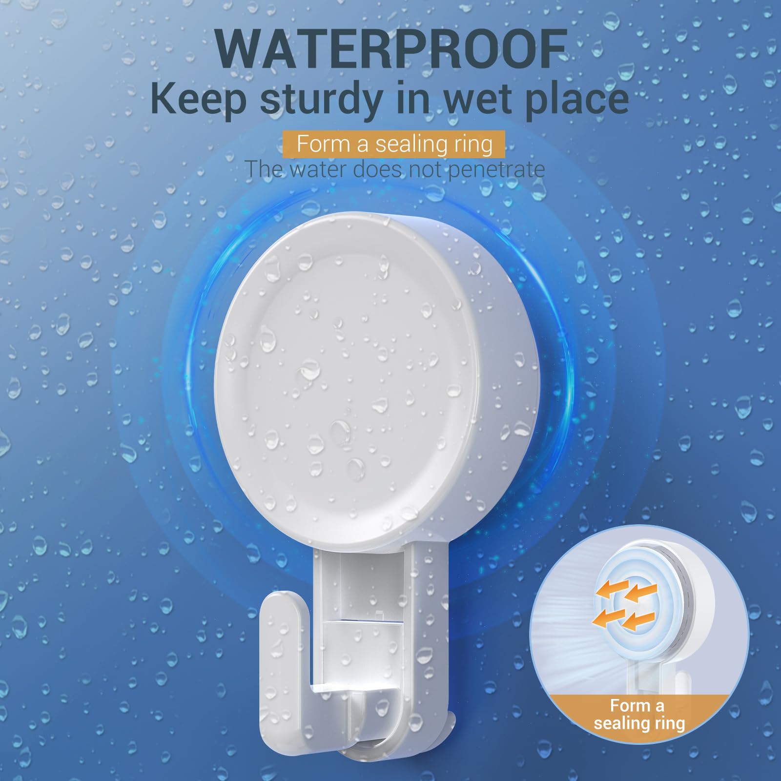 Heavy Duty Suction Cup Shower Hooks 4 Pack - 11 lbs Removable & Reusable Vacuum Hooks for Bathroom, Kitchen - Waterproof Suction Hangers for Towels, Loofahs, Wreaths - Perfect for Shower Organization and Space Saving