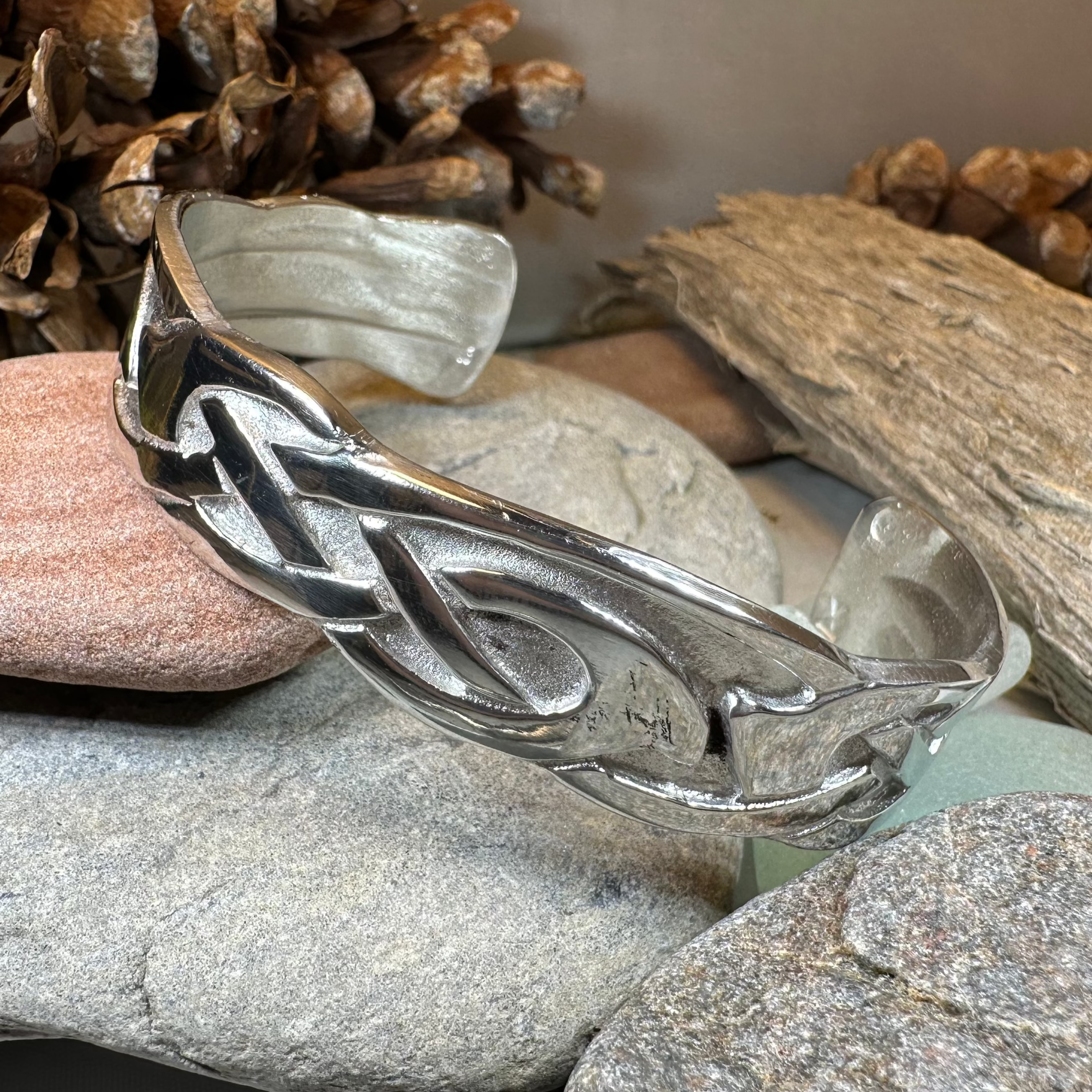 Celtic Pewter Cuff Bracelet for Women - Handcrafted Irish Knot Design - Perfect for Weddings, Parties & Everyday Wear