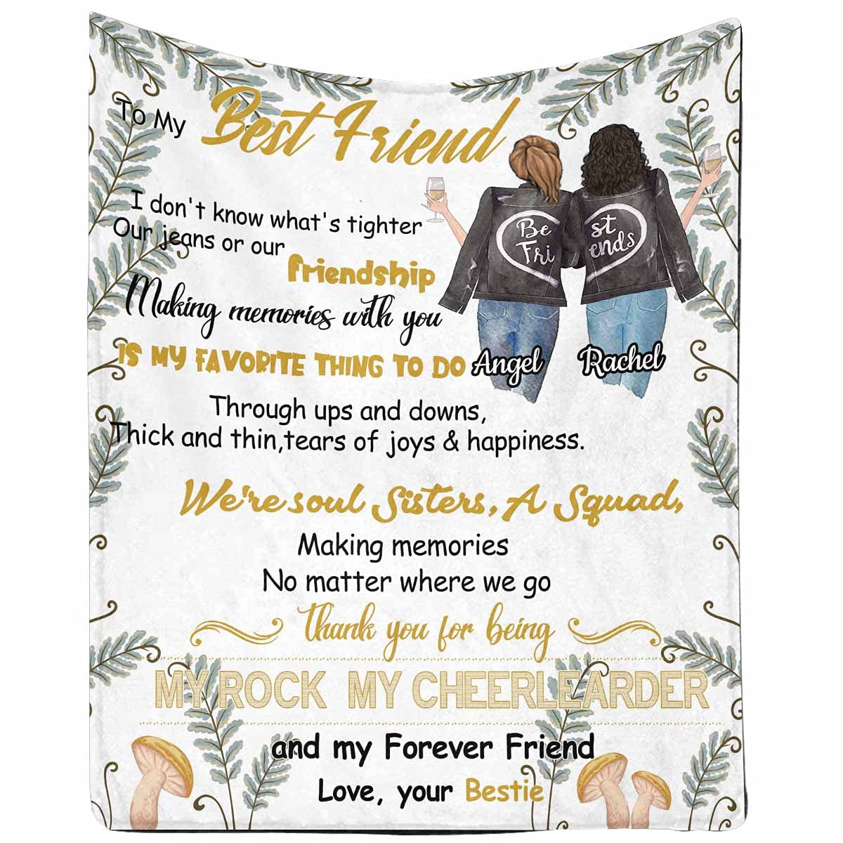 Custom Best Friend Blanket - Soul Sisters & Squad Memories - 70 x 80 Inch Soft Throw Blanket for Couch, Bed, and Travel - Perfect Gift for BFFs