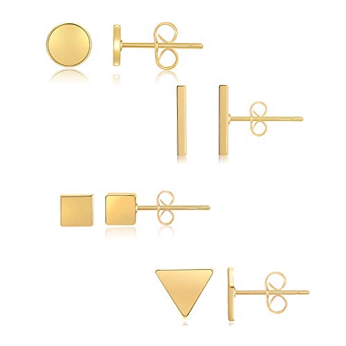 A6：4 pairs gold geometric stud earrings