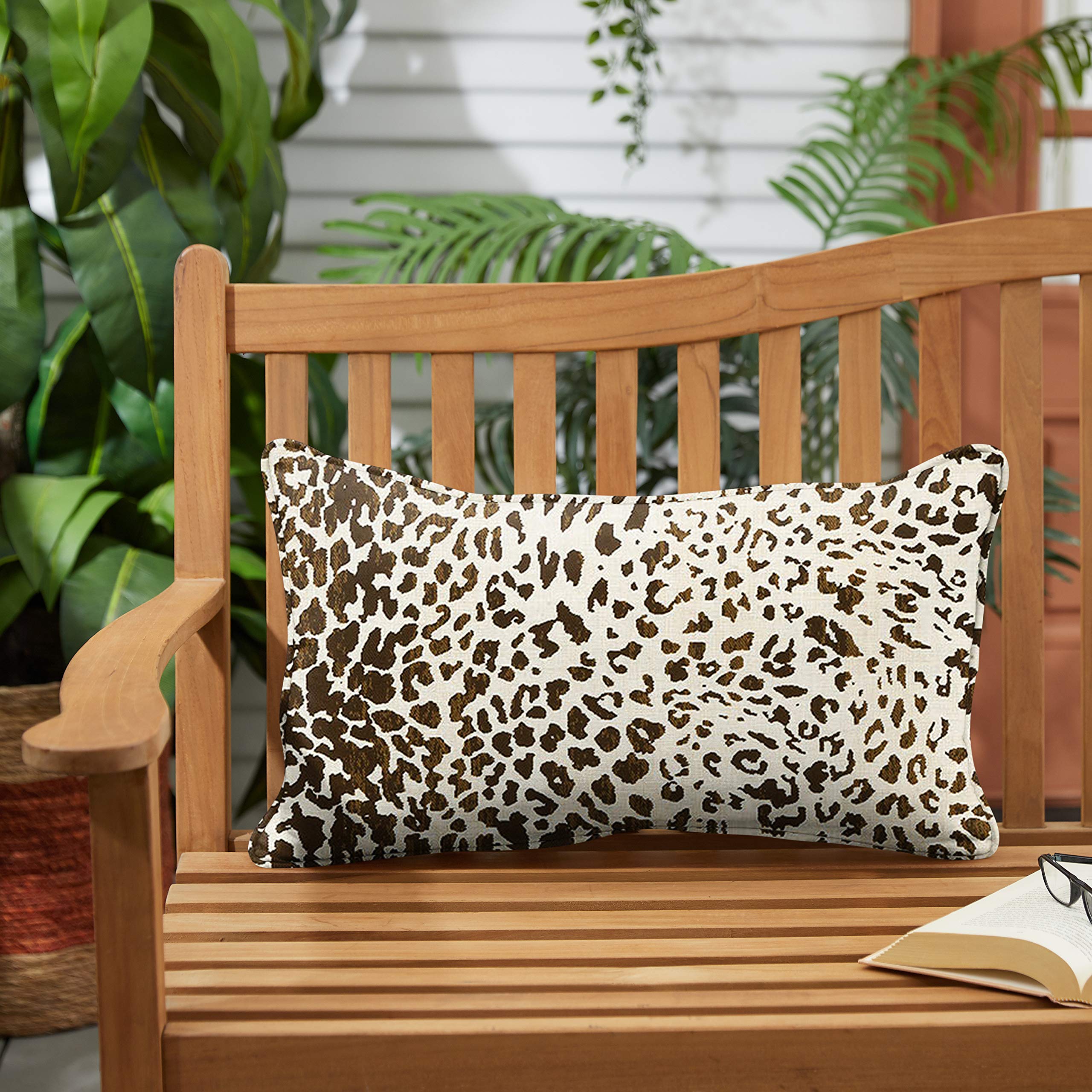 Sorra Home Sunbrella Solid Pillow Set - 12x24 Inches, Espresso Leopard Print Outdoor Cushion Covers - Waterproof & Fade-Resistant for Patio, Deck, Poolside, and Garden Furniture