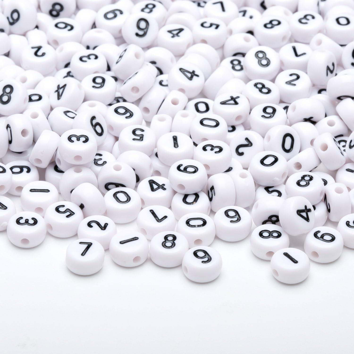 1000pcs 4x7mm Acrylic Number Beads 0-9 - Round White & Black Mixed DIY Jewelry Beads for Bracelets, Necklaces, Keychains - Perfect for Jewelry Making, Craft Projects, Birthday Gifts and Party Favors