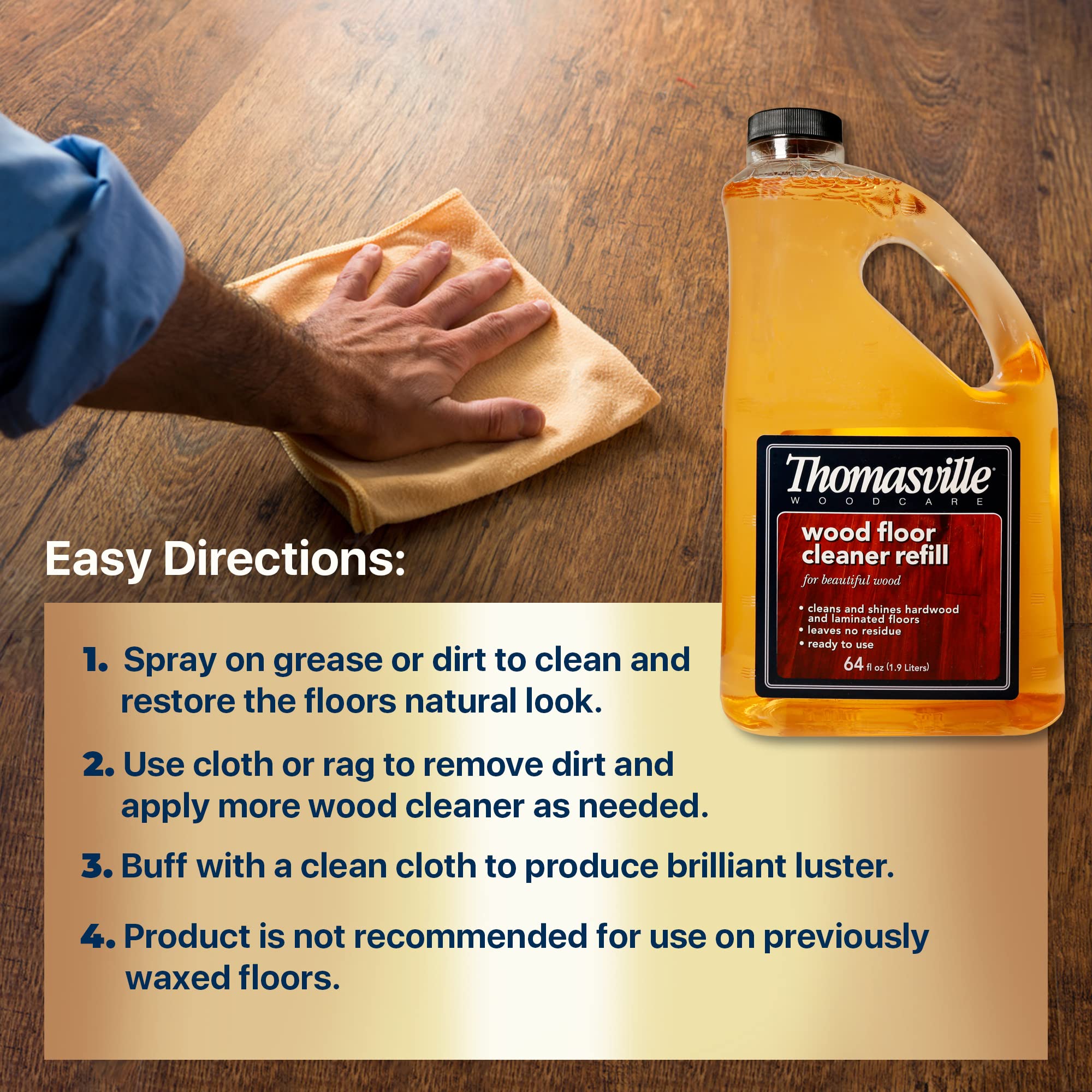 THOMASVILLE Wood Floor Cleaner Refill - Multi-Surface Wood Cleaner & Polish for Furniture, Kitchen Cabinets & Home Surfaces | Quick Shine Restorer & Protector | Ideal for House Cleaning & Home Improvement | Perfect for Daily Maintenance & Deep Cleaning of Wood Floors