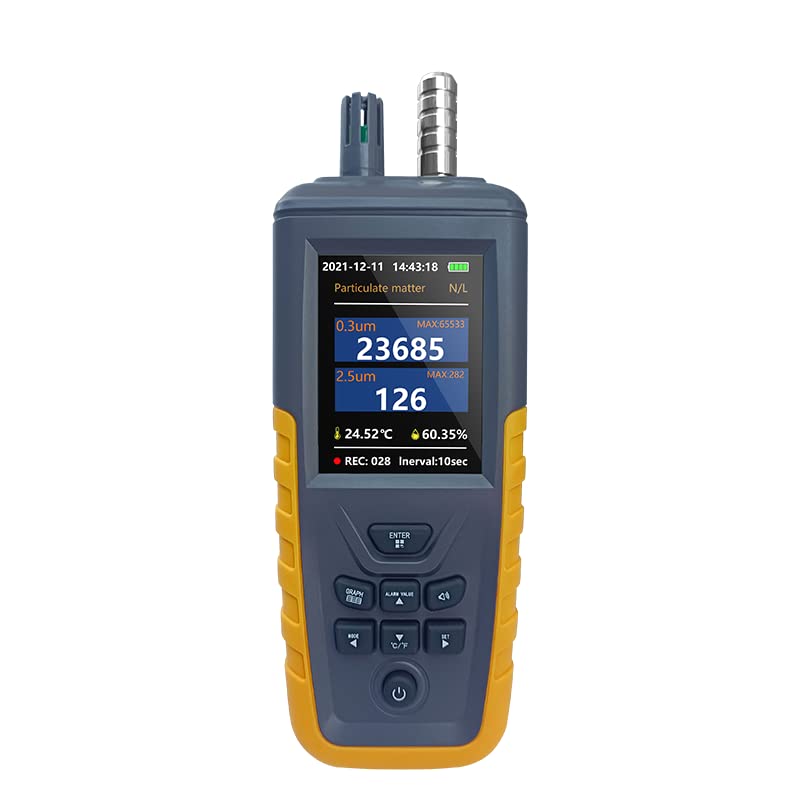 High Sensitivity Air Quality Dust Particle Counter - PM0.3/2.5/10 μm Detector with Data Transfer & Storage | TC-8100 | Ideal for Home, Office & Industrial Air Pollution Monitoring