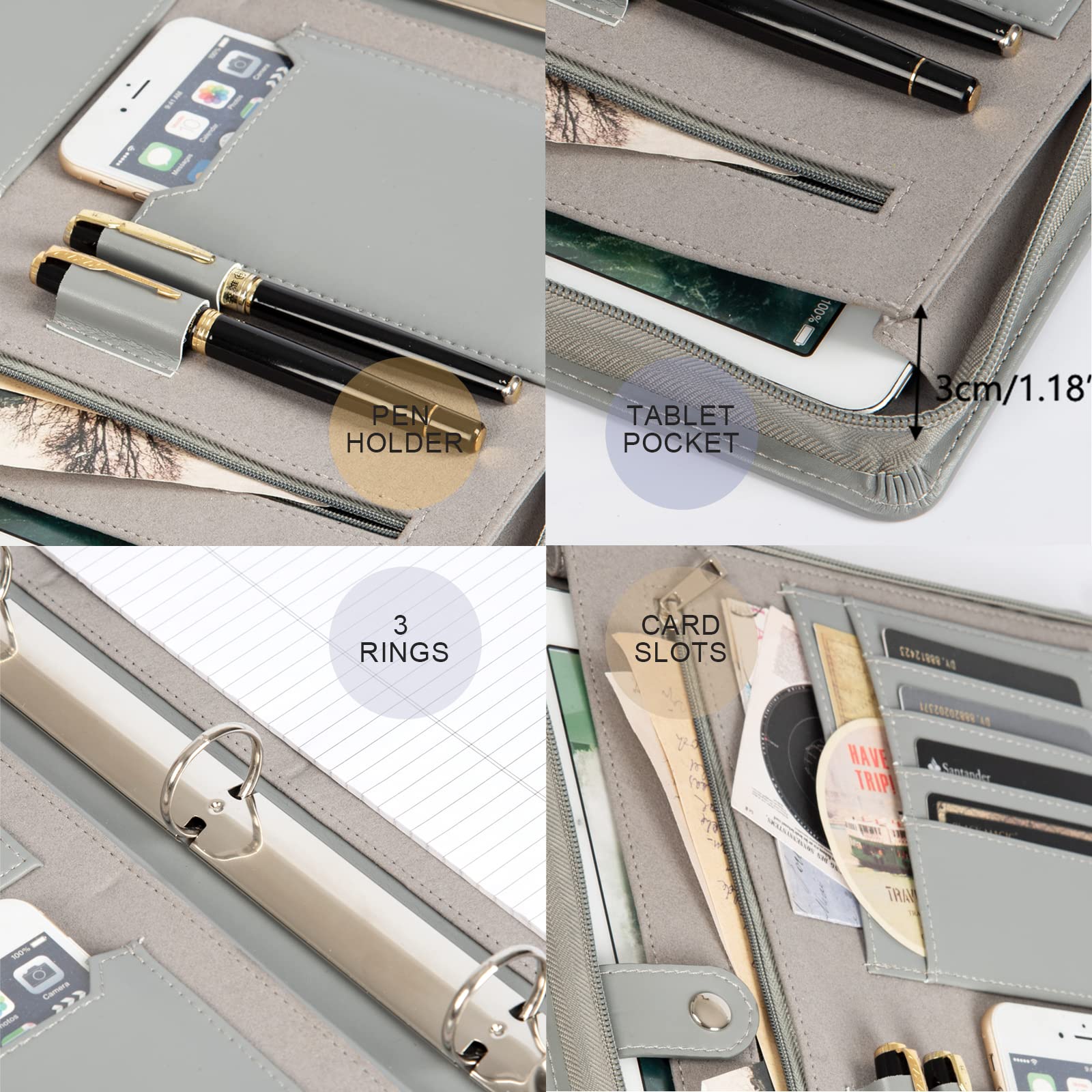 Personalized Vegan Leather 3-Ring Portfolio Binder for Women & Men - 13