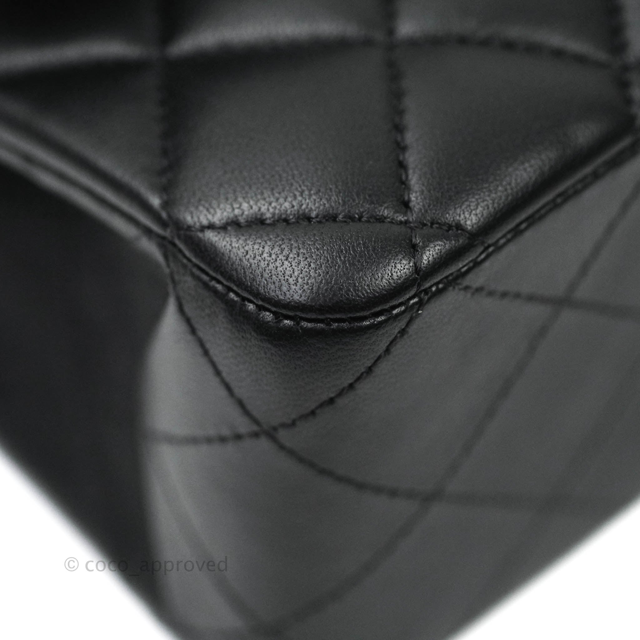 Chanel Classic M/L Medium Double Flap Bag Black Lambskin Silver Hardware - Luxury Designer Handbag for Women, Perfect for Work, Evening Events & Special Occasions