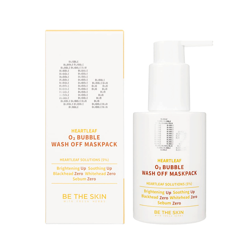 Be The Skin Heartleaf O2 Bubble Wash Off Mask Pack 120g - Deep Cleansing & Pore Care for Oily & Acne-Prone Skin | Korean Skincare for Spa-Like Treatment at Home