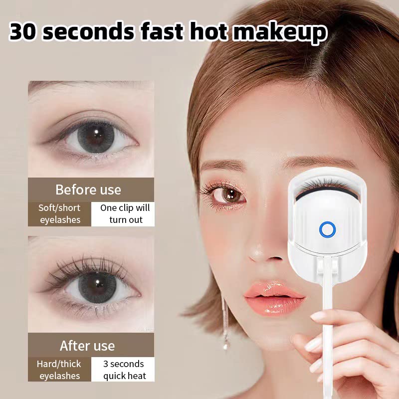 USB Rechargeable Heated Eyelash Curler with Silicone Pads - 2 Fast Heating Modes for Natural Curling, Perfect Lash Styling Tool for Women & Girls (Pink) | Great for Daily Makeup, Travel & Gift Giving