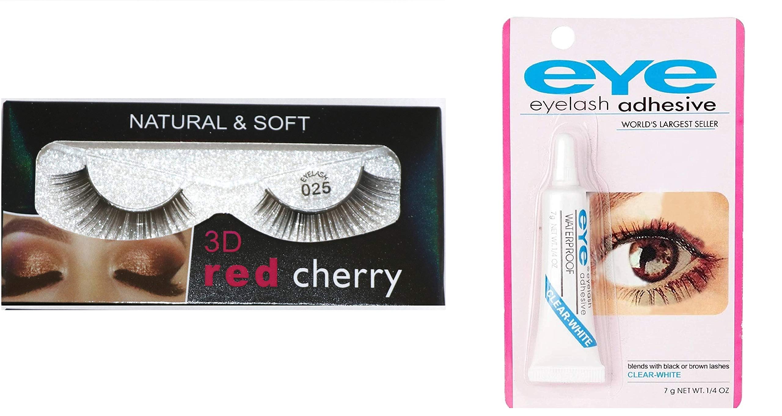 Khelni Handmade Natural 3D Thick Long False Eyelashes with Eyelash Glue - 2 Pair Set for Dramatic Eye Makeup & Special Occasions