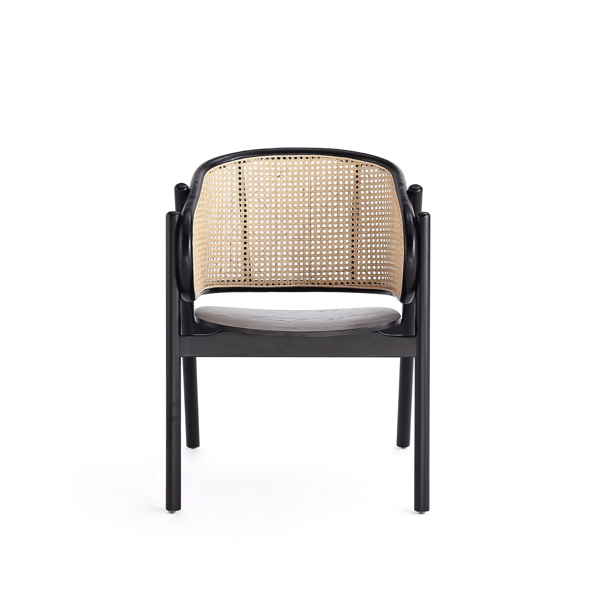Versailles Rattan Cane Accent Chair - Solid Ash Wood Frame, Ergonomic Curved Seat, Fully Assembled Armchair for Living Room, Bedroom or Patio - Black/Natural - Stylish Home Decor & Comfortable Seating Solution
