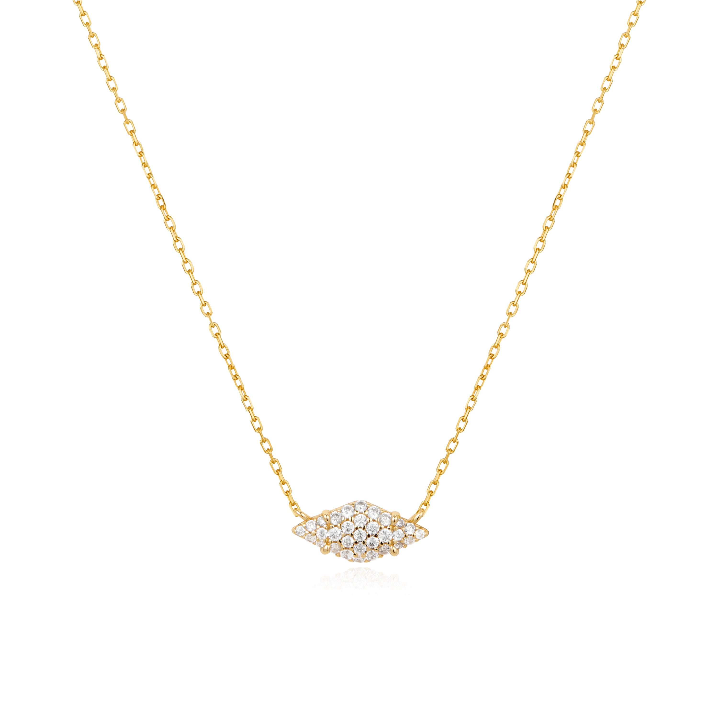 14K Gold Pavé Sparkle Necklace for Women - Elegant Diamond-Cut Cubic Zirconia Pendant | Perfect for Weddings, Anniversaries & Special Occasions