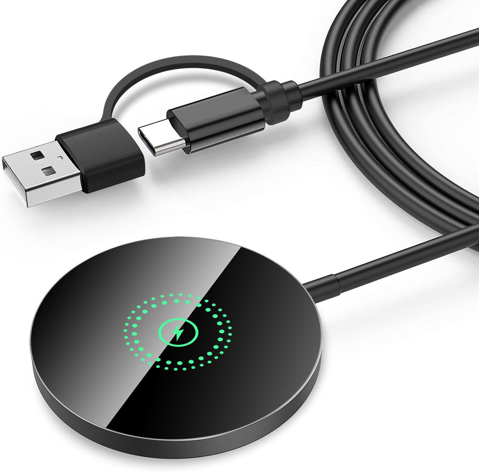 Magnetic Wireless Charger Pad - Fast Qi-Certified Charging Station for iPhone 16/15/14/13/12 Pro/Max/Plus/Mini & AirPods 4/3/Pro 2 - Dual Port USB-C & USB-A Charger with Strong Magnets - Perfect for Home, Office & Car Use