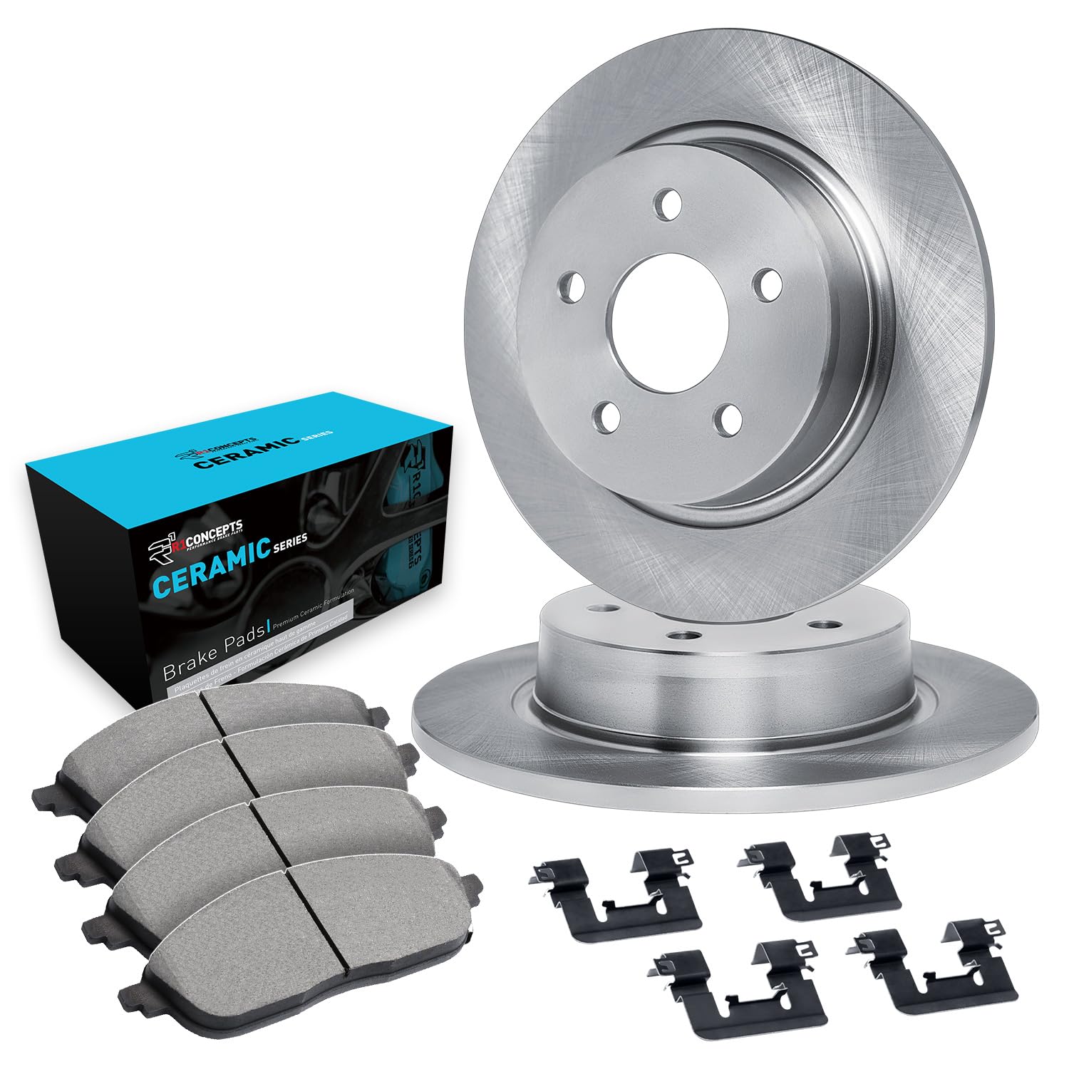 R1 Concepts Premium Rear Brake Kit - Ceramic Brake Pads & Rotors with Hardware | Fits 1994-1996 Infiniti Q45 | Smooth Stopping Power for City Driving & Highway Commutes
