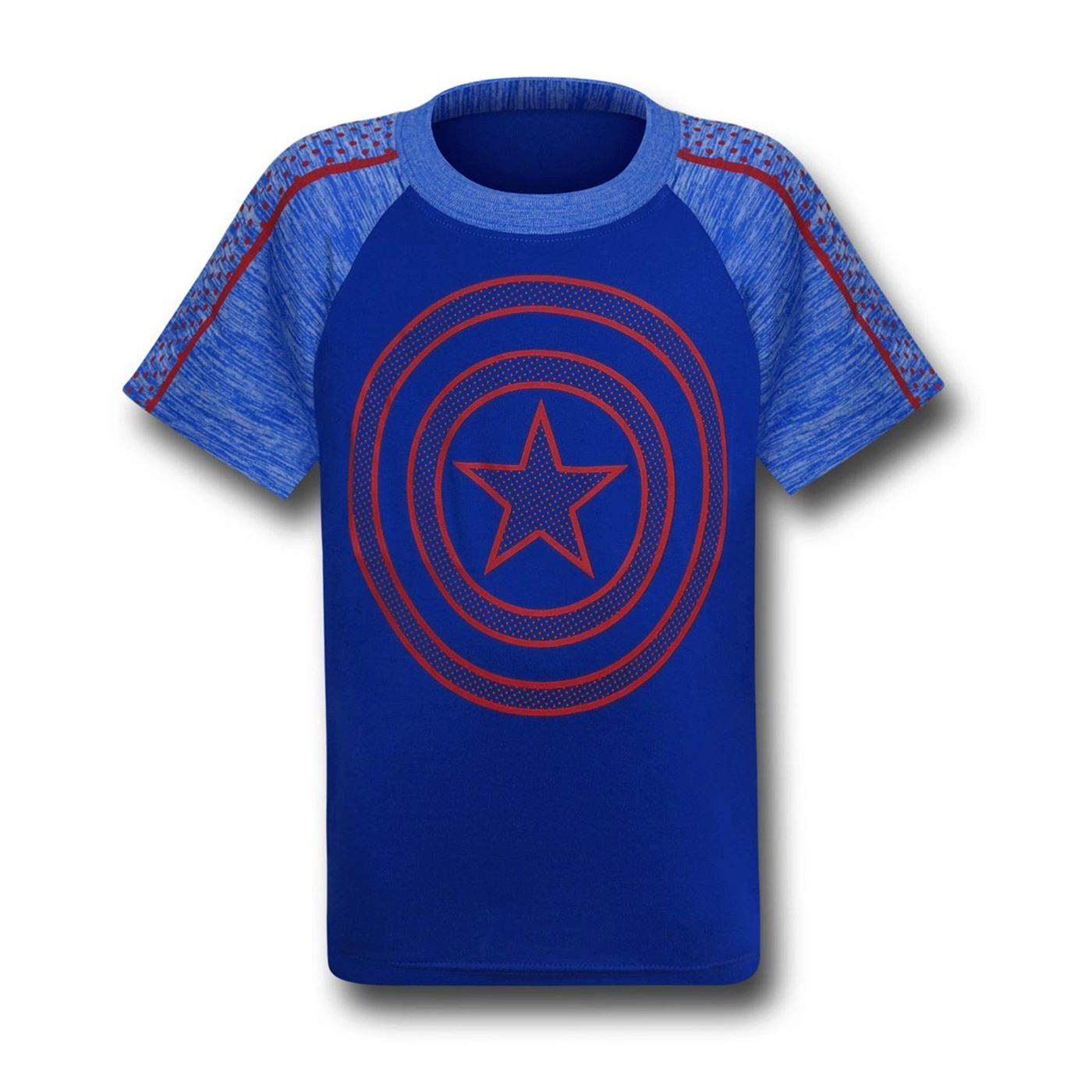 Captain America Kids Shield Blue Space Dye T-Shirt - Superhero Costume & Playtime Outfit for Boys & Girls