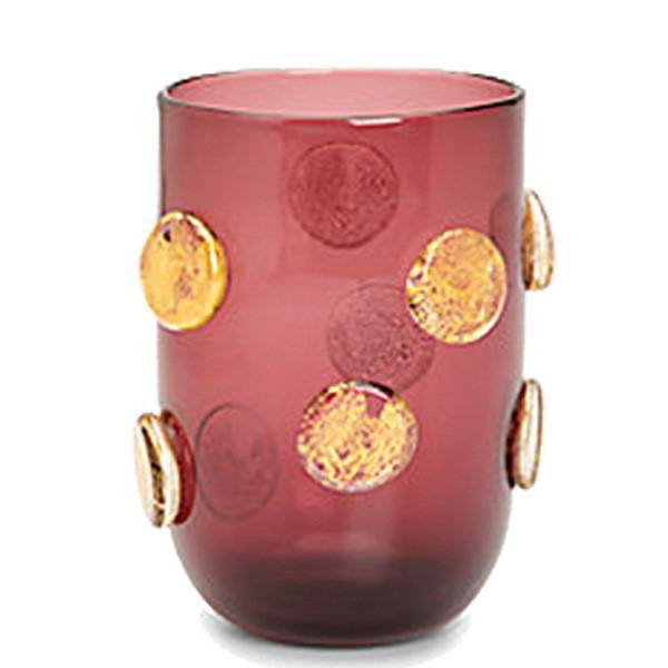 Elegant Gold Polka Dot Drinking Glasses - Amethyst Purple Set of 4 - Perfect for Parties, Weddings & Home Decor