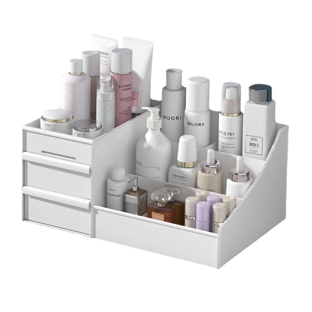 RIIPOO 3-Tier Makeup Organizer with Drawers - Countertop Cosmetic Storage for Bathroom, Bedroom & Vanity | Holds Skincare, Brushes, Eyeshadow, Lipstick & Nail Polish | Perfect for Daily Beauty Routine & Travel Organization