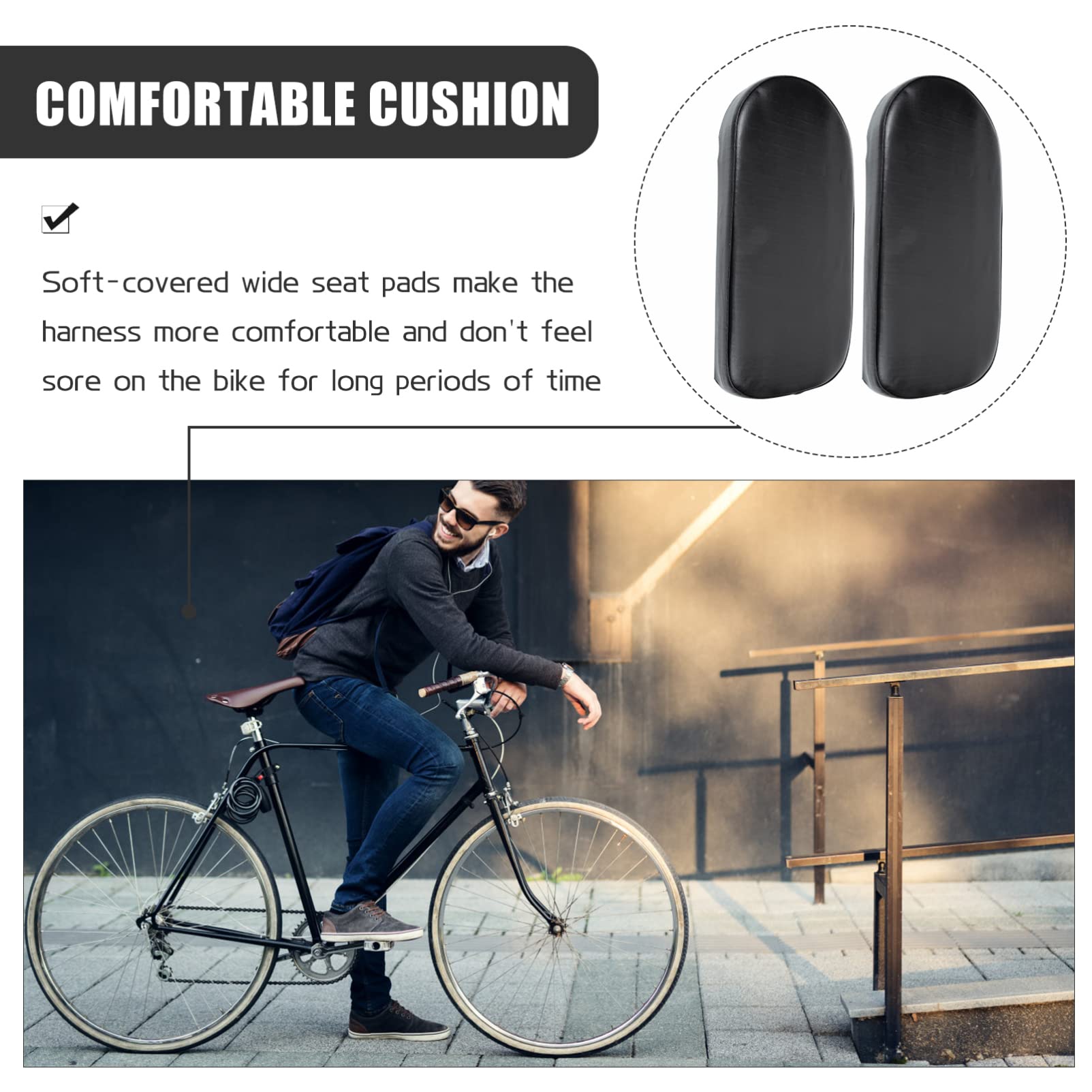 **BESPORTBLE 2-Pack Bike Seat Cushion – Comfortable Rear Infant Bike Mat & Carrier for Kids – Thickened Leather Baby Stroller Seat Cover – Perfect for RV Roof Vents & Round Bike Racks – Ideal for Family Cycling & Outdoor Adventures**