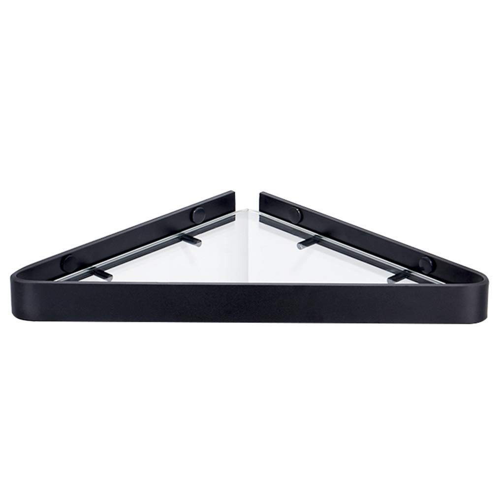 XJJZS Aluminum & Thick Glass Bathroom Shelf - Wall Mount Corner Caddy Basket Organizer for Shower Storage | Contemporary Single-Tier Design (Color B) | Perfect for Small Bathrooms, Showers & Spa Areas