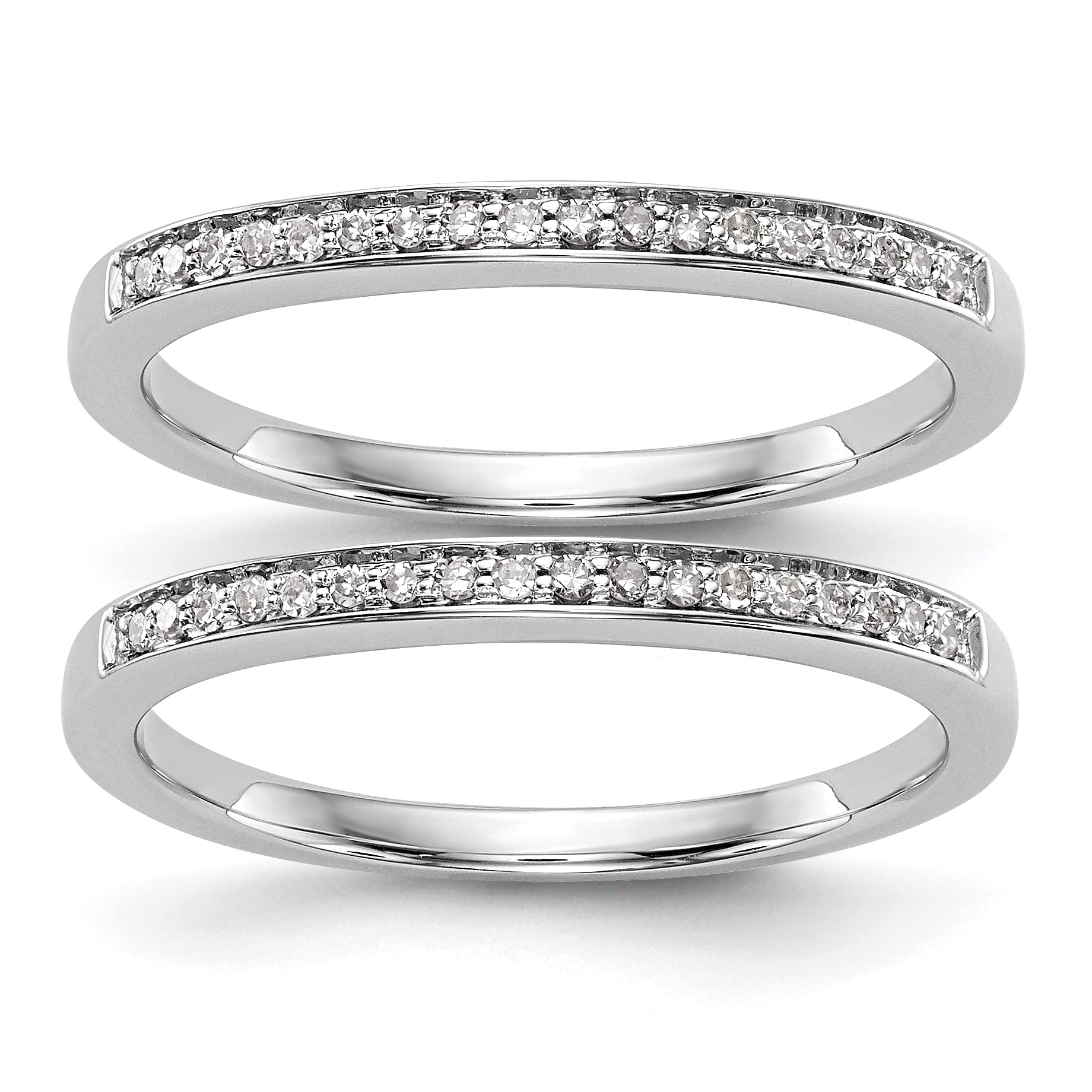 0.16ct CZ Solitaire 14k White Gold Wedding Band Ring Set for Women - Perfect for Engagement, Anniversary & Bridal Jewelry Gift (RM2154B-016-W)
