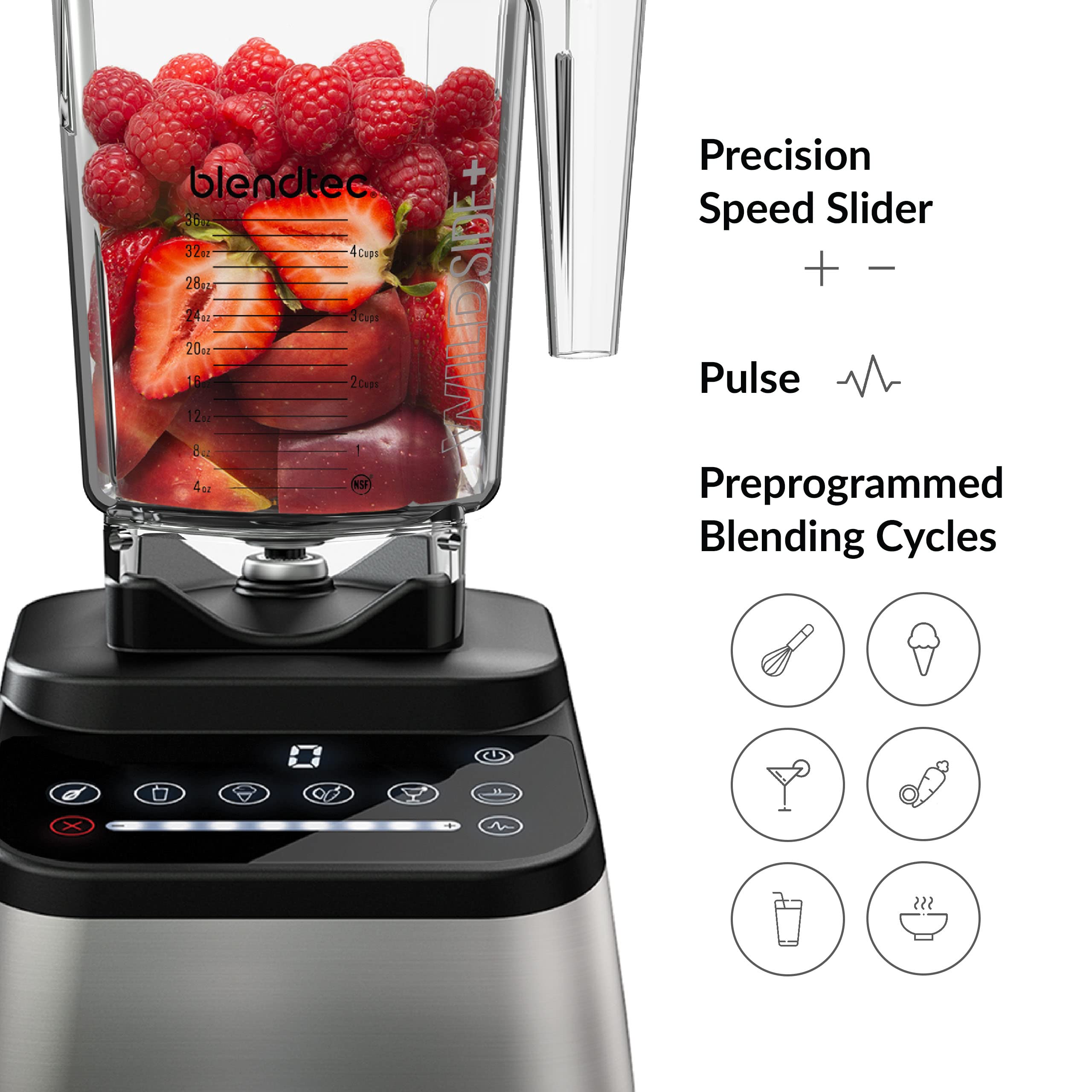 Blendtec Original Designer Series Blender with 90oz WildSide+ Jar - High Performance Kitchen Blender Bundle in Black - Perfect for Smoothies, Soups & Nut Butters