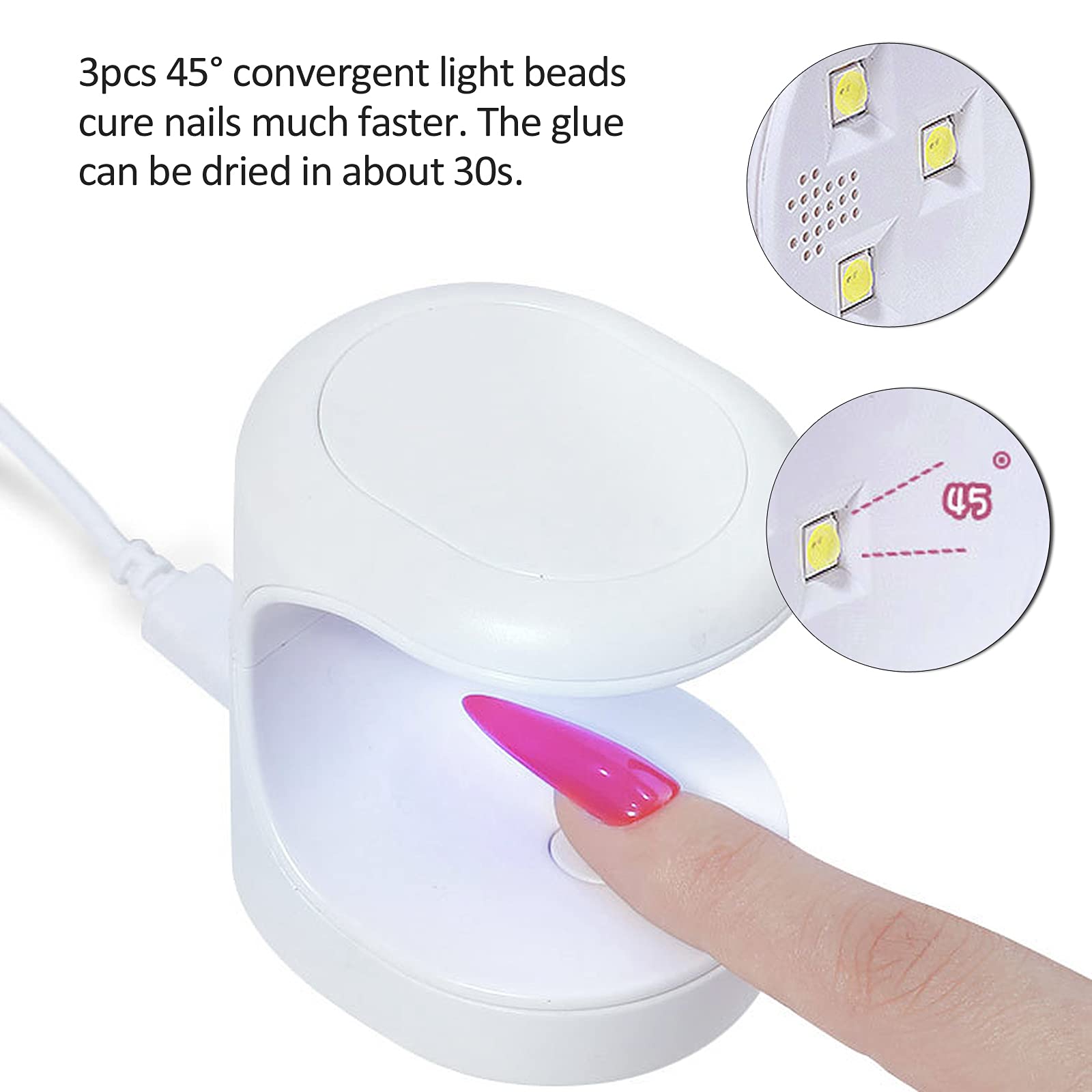 Professional UV LED Nail Lamp for Gel Polish Curing - Fast Drying USB Nail Dryer with LED Therapy Light for Home & Salon Nail Art (White) by Layfoo - Perfect for Manicures, Pedicures & DIY Nail Designs