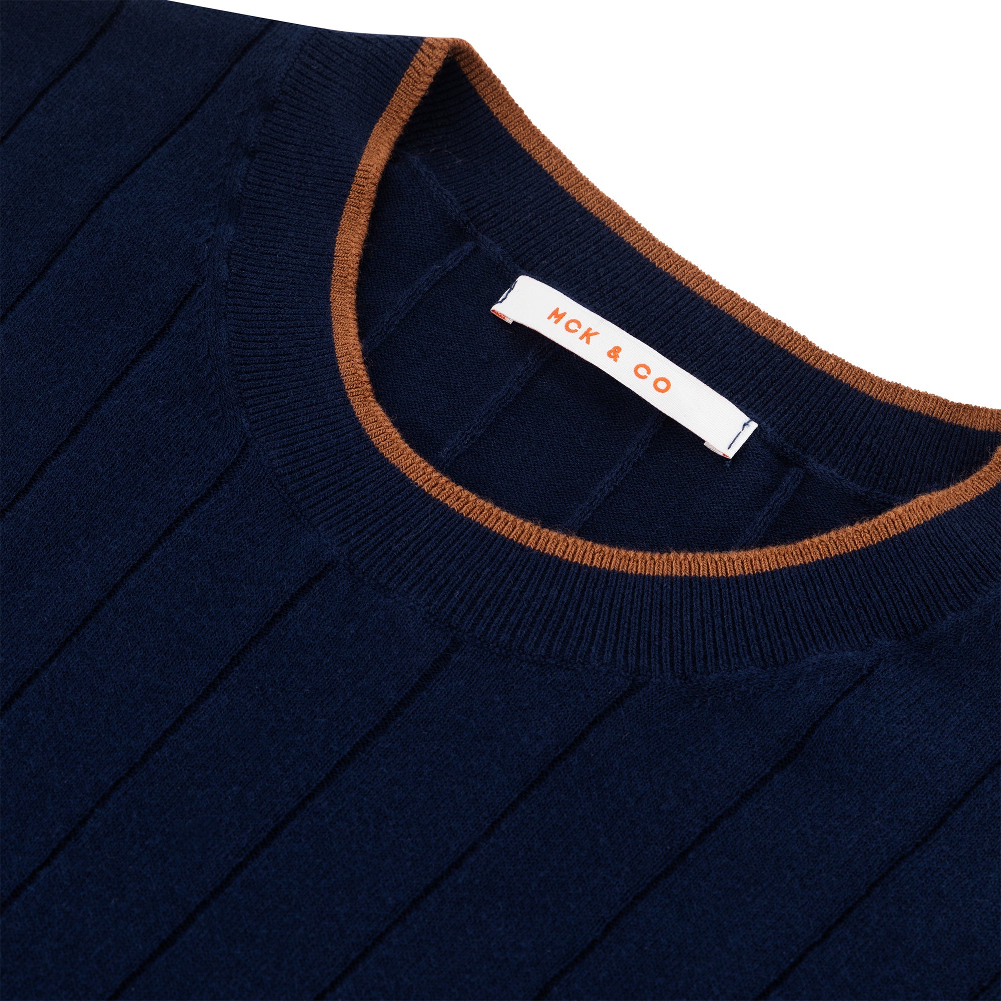 MCKINNON Ribbed Crewneck Shirt for Men - Soft Cotton Stretch Slim Fit T-Shirt - Navy Blue Casual Top for Everyday Wear | Perfect for Work, Date Night & Weekend Outfits