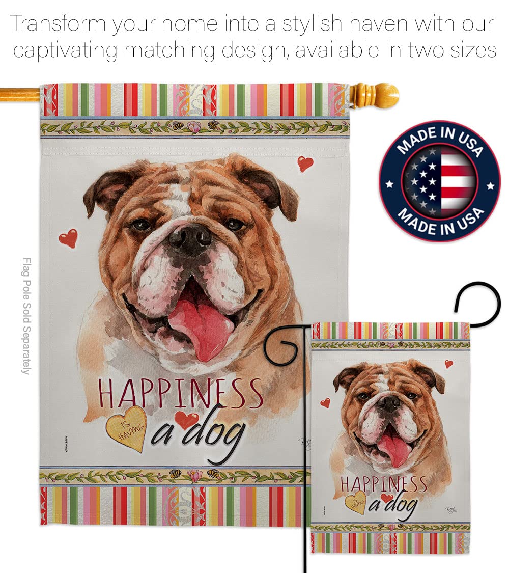 Bulldog Garden Flag Set with Stand - Double-Sided Pet Decor for Yard & Home