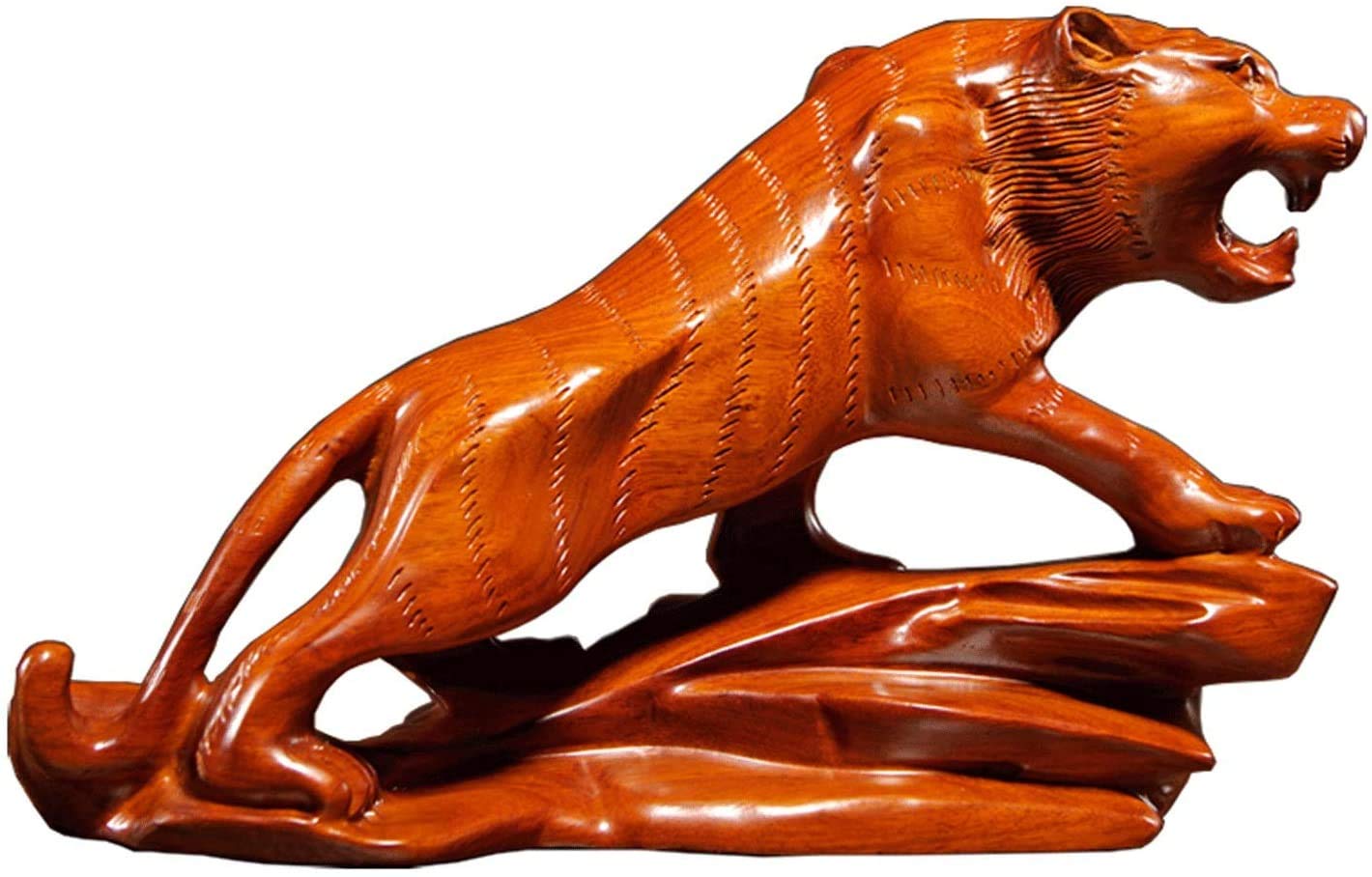 Handcrafted Wooden Tiger Statue - Feng Shui Wealth Sculpture, Zodiac Home & Office Decor, Collectible Gift for Desk, Wine Cabinet & Interior Design | Perfect for Home, Office & Feng Shui Arrangement