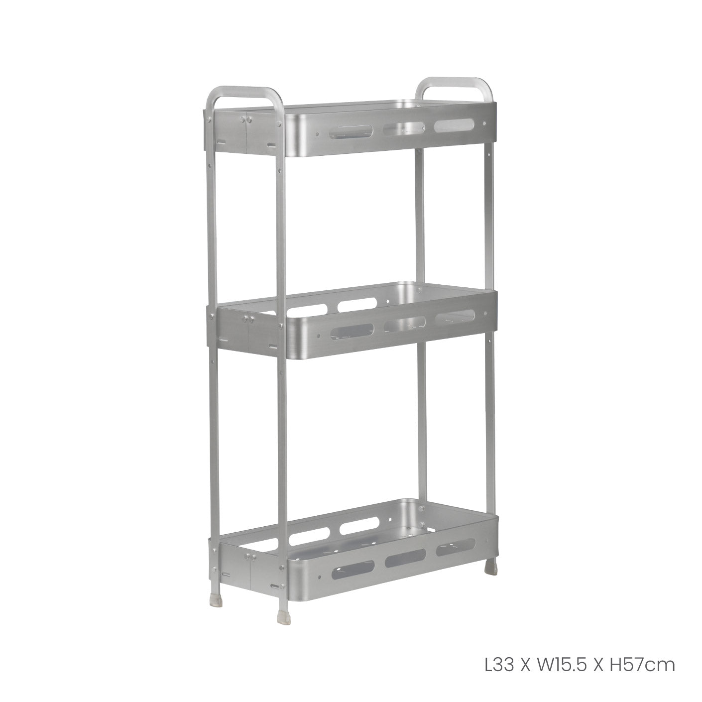 3 Tier Aluminum Wall Shelf - 330x155x570mm - Space Saving Storage Organizer for Bathroom, Kitchen, Bedroom & Office - QZW302 (HFH8466)