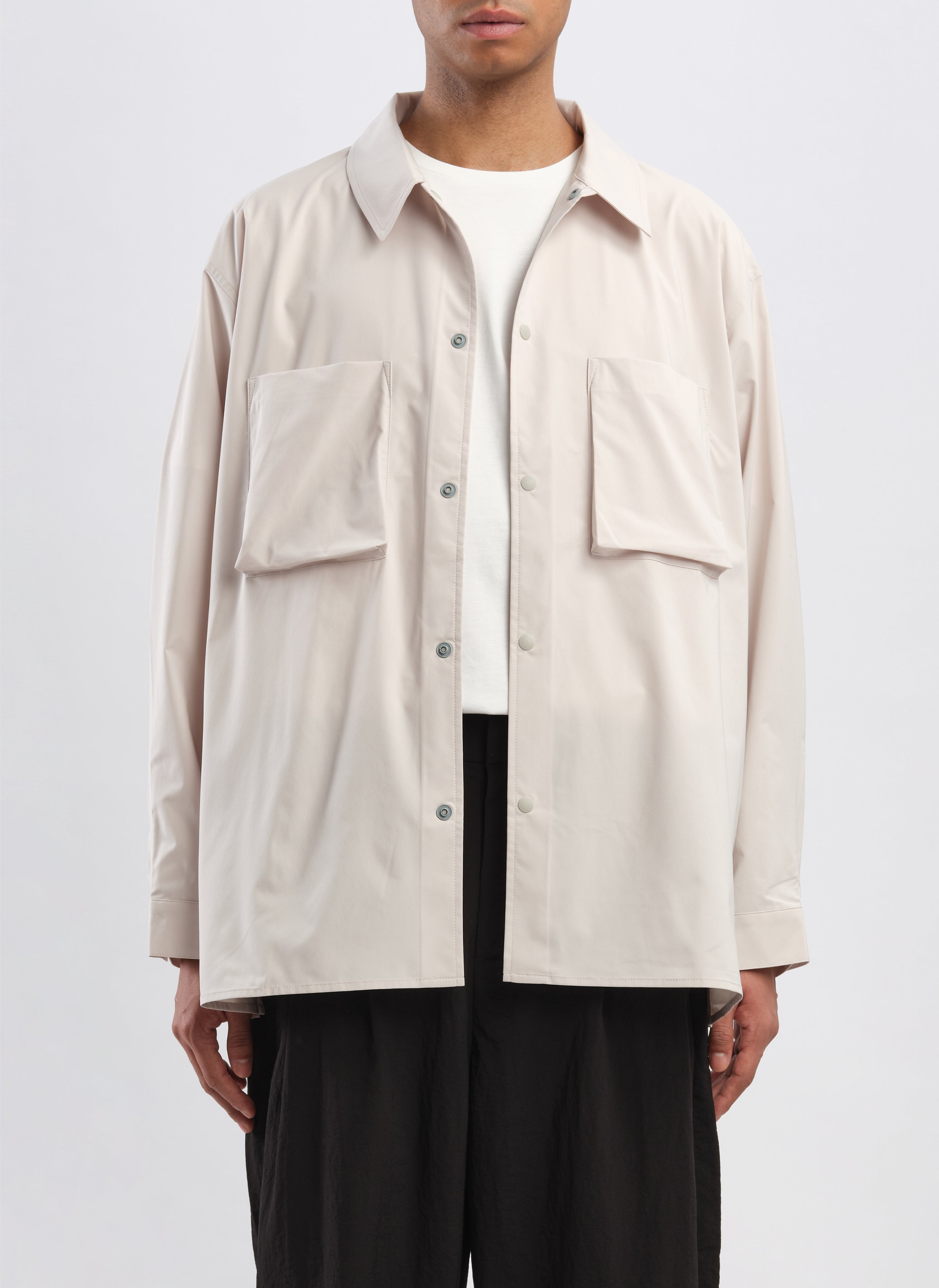 Minotech Snap Button Pocket Open Collar Shirt - Casual Men's Button Down Shirt for Work & Outdoor Activities