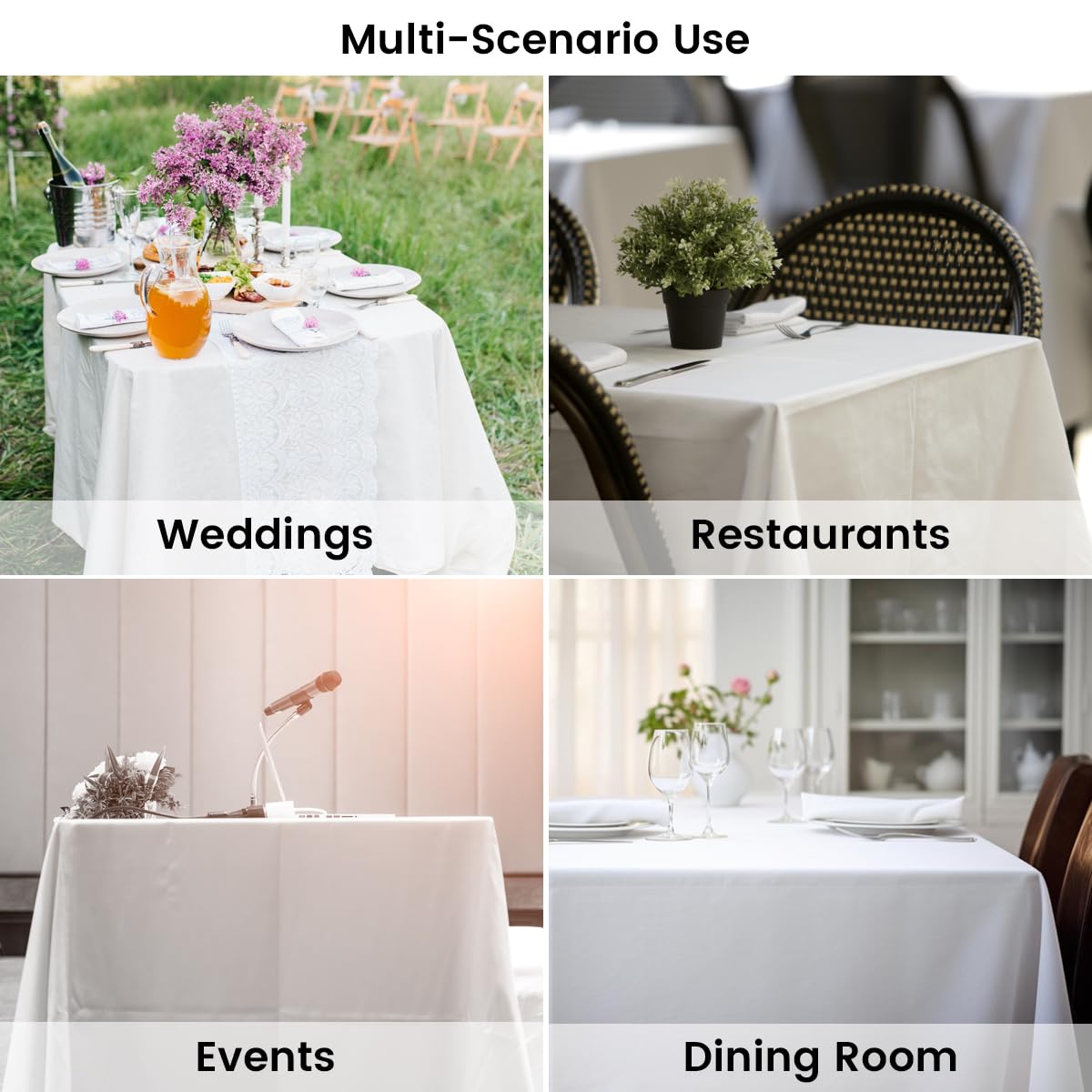 Custom Printed Tablecloth with Business Logo - Premium Rectangular Table Covers, Fitted Tablecloths & Table Skirts for Restaurants, Weddings, Banquets (6-8ft, White) | Perfect for Corporate Events, Catering Services & Fine Dining Establishments