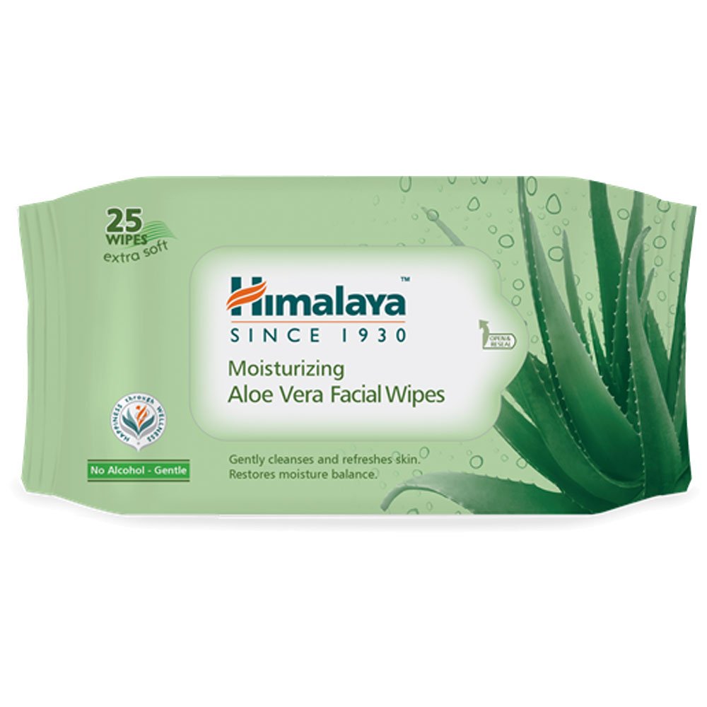 Himalaya Purifying Neem Facial Wipes for Acne & Oily Skin - 25 Count | Himalaya Moisturising Aloe Vera Facial Wipes for Dry & Sensitive Skin - 25 Count | Travel-Friendly & On-The-Go Skincare Solution