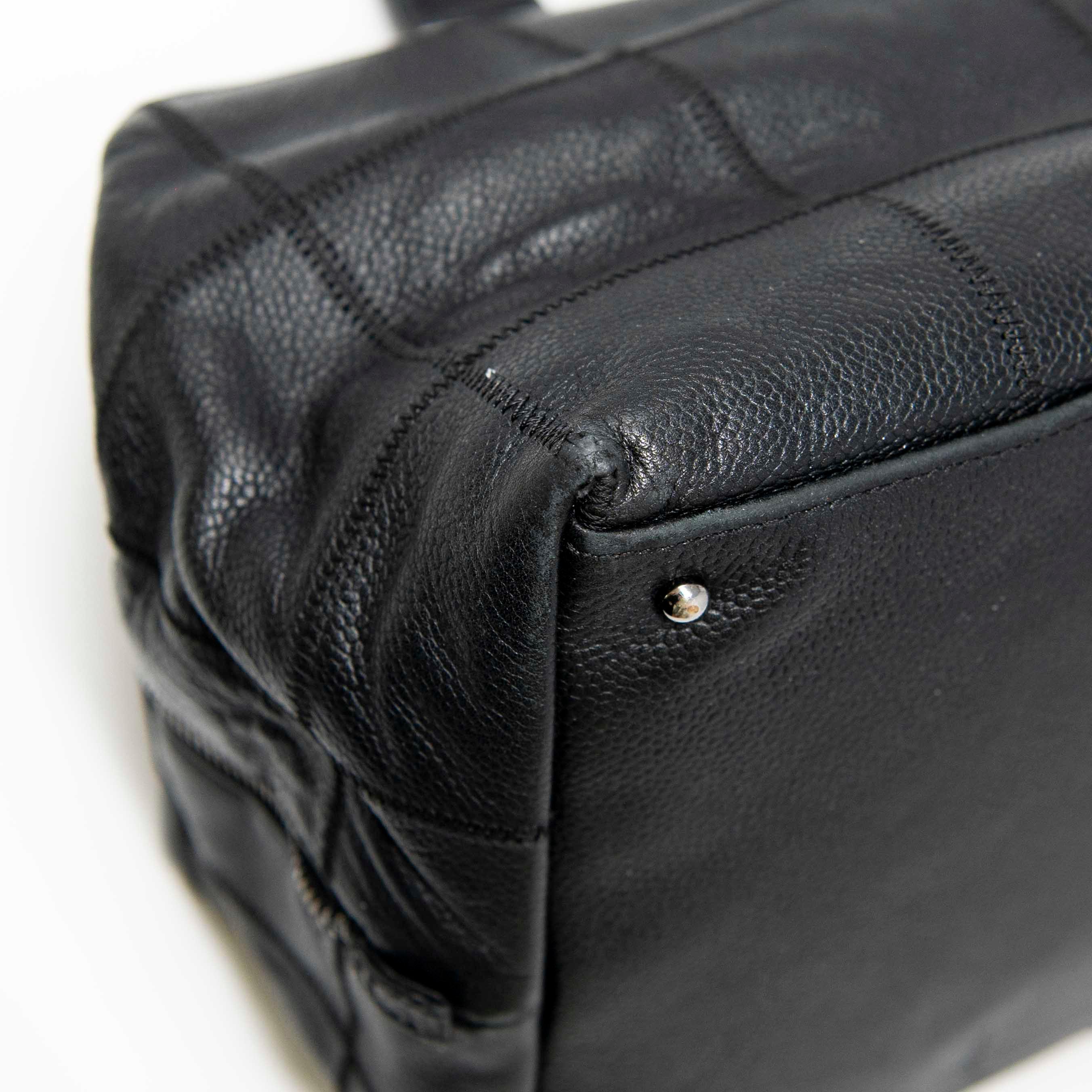 Chanel Black Choco Bar Stitched Leather Tote Bag for Women - Luxury Designer Handbag for Work, Travel & Everyday Use