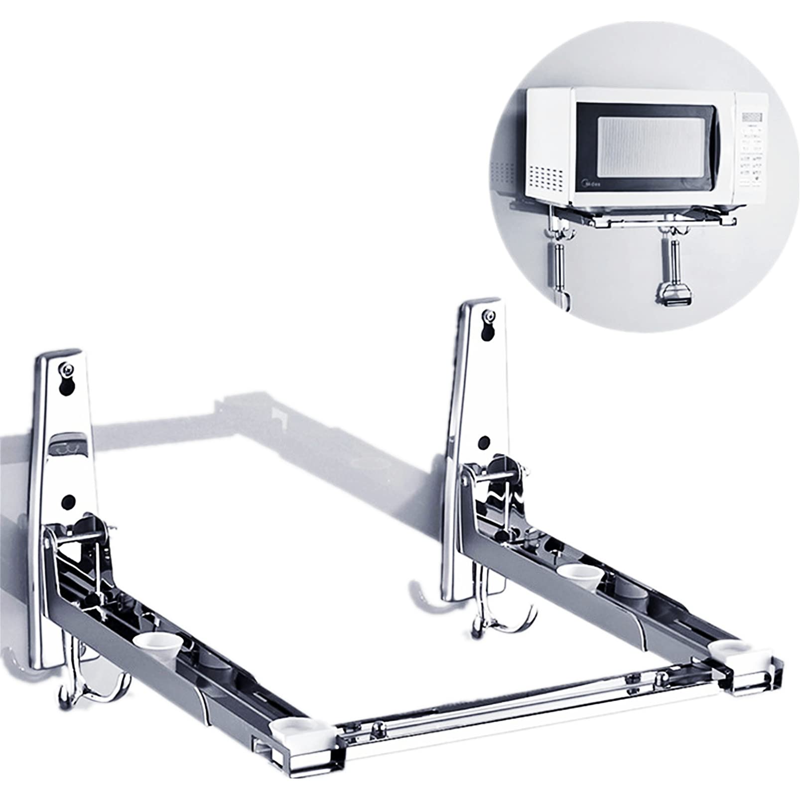 Stainless Steel Wall Mount Microwave Oven Bracket Holder - Adjustable Telescopic Cookware Rack for Pots, Lids & Kitchen Storage | Perfect for Small Spaces & Organized Cooking