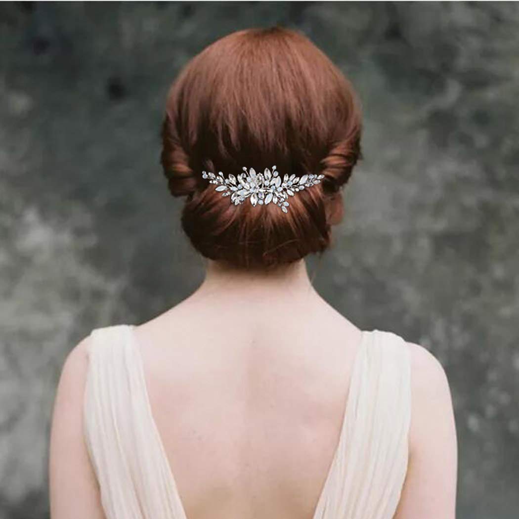 Silver Crystal Bridal Hair Comb with Rhinestones – Elegant Wedding Hair Accessories for Women & Girls | Perfect for Brides, Bridesmaids, and Special Occasions