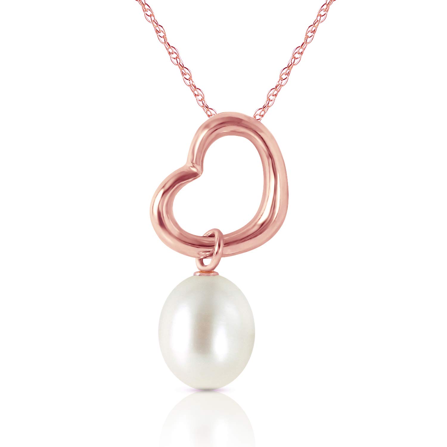 14K Gold Open Heart Pendant Necklace with Genuine Pearl Drop - Elegant Jewelry Gift for Women, Perfect for Valentine's Day, Anniversary & Special Occasions