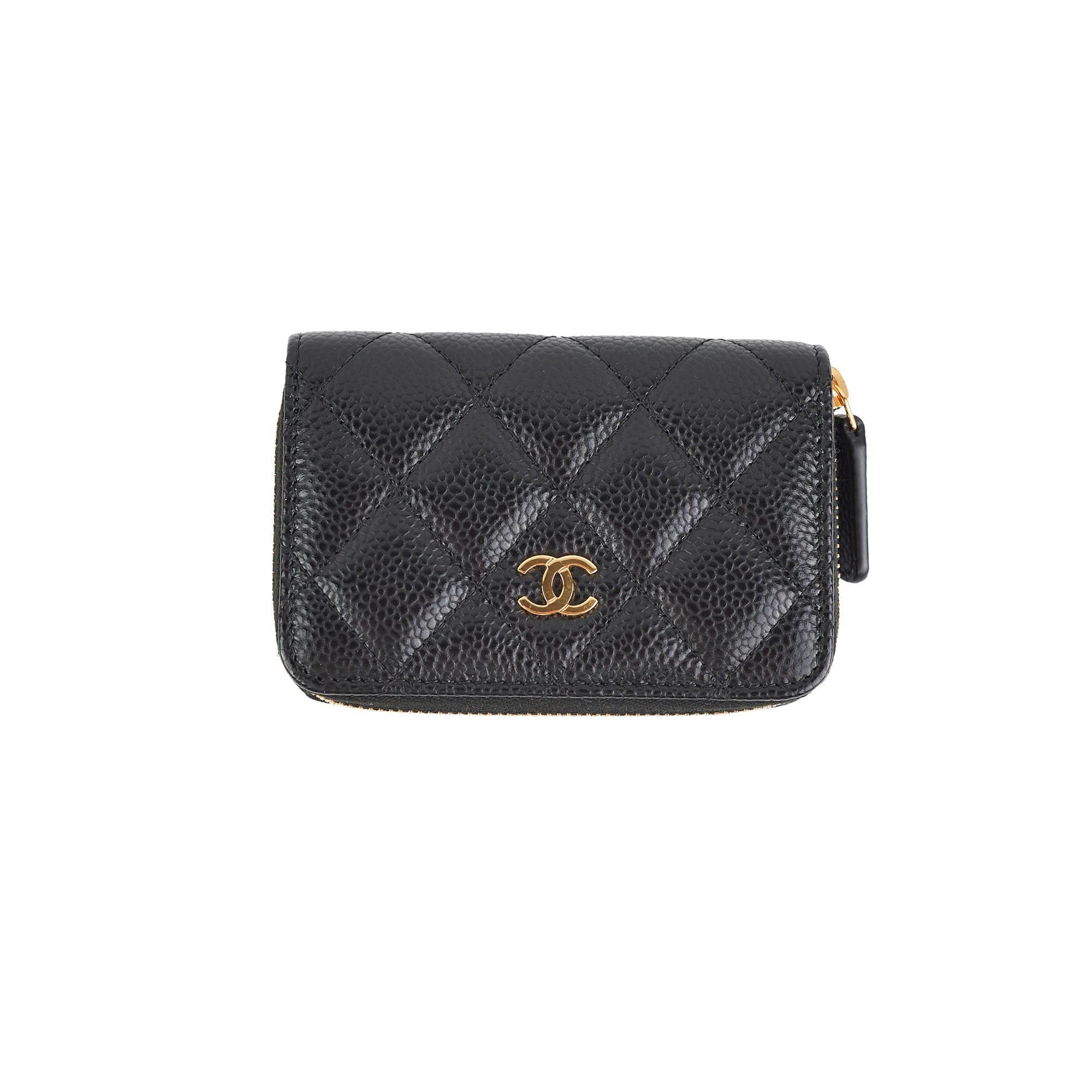 Chanel Caviar Leather Black Zipper Coin Purse Wallet for Women - Perfect for Everyday Essentials & Luxury Gift Giving