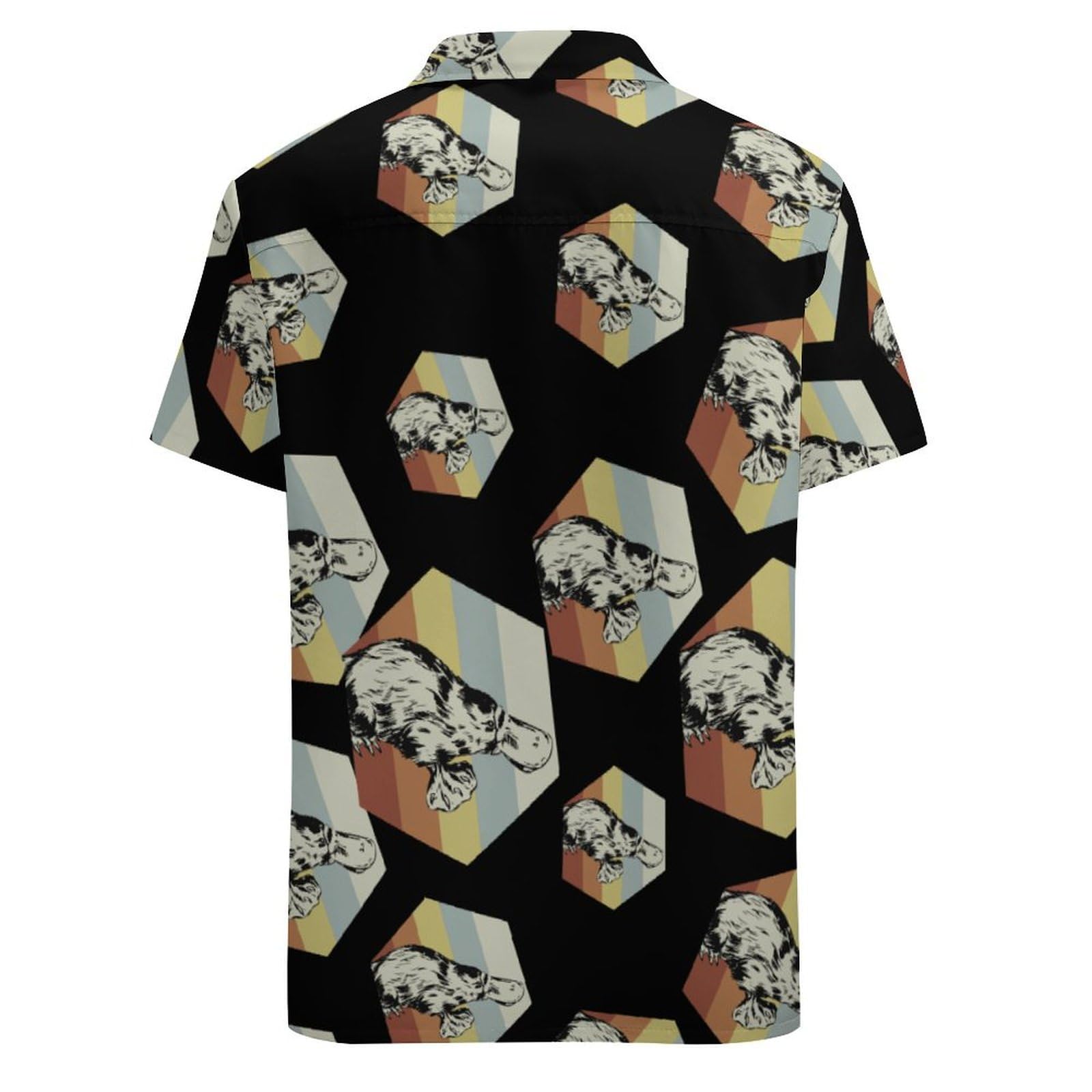Men's Rainbow Platypus Hawaiian Shirt - Short Sleeve Button Down Tropical Beach Shirt for Summer Vacation & Holiday Parties | Casual Wear for Beach Outings, Luau Events and Tropical Getaways