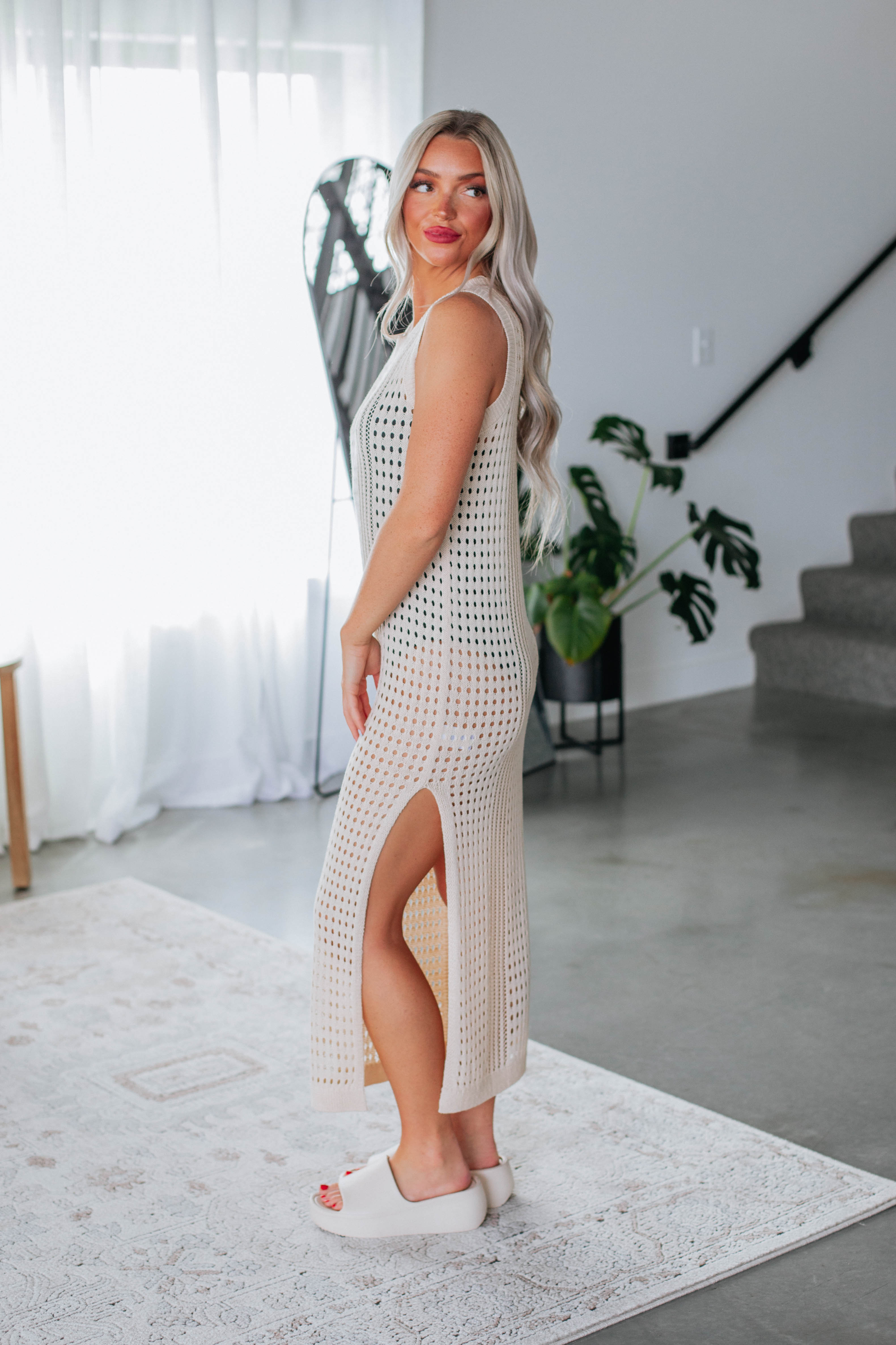 Belinda Crochet Dress Women's Elegant Lace Summer Maxi Dress - Cream White Boho Chic Beach Wedding Party Outfit for Vacation & Special Occasions
