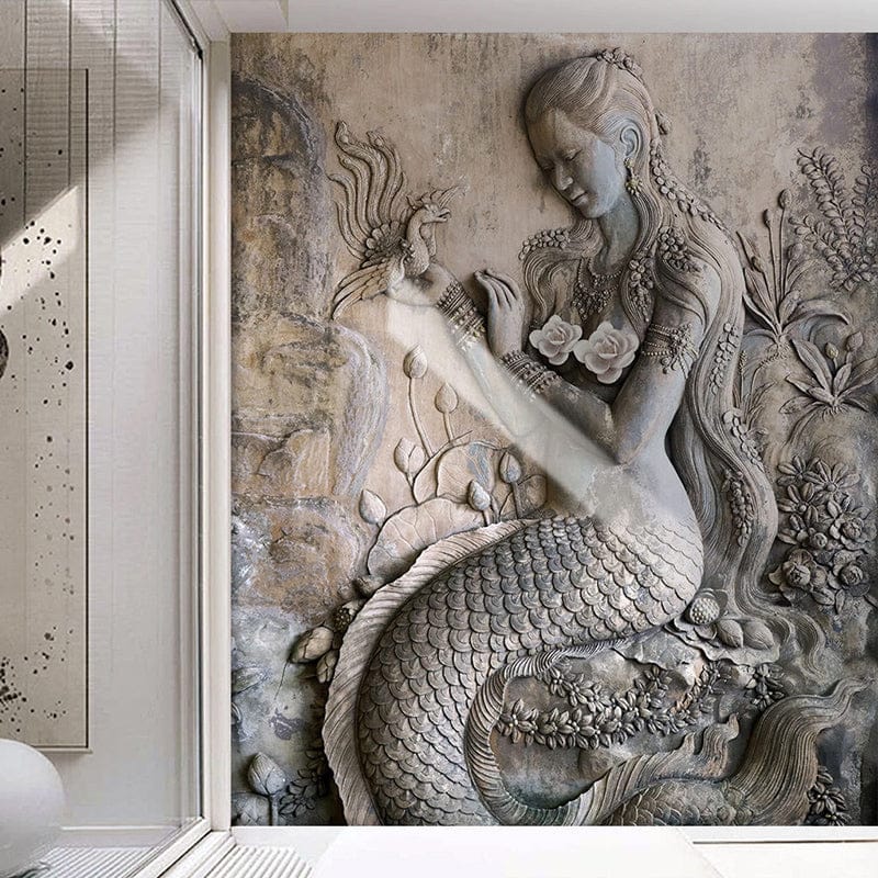 Stunning Mermaid Themed Wallpaper for Living Room - Ocean Fantasy Peel and Stick Mural - Perfect for Bedroom, Nursery, and Home Decor