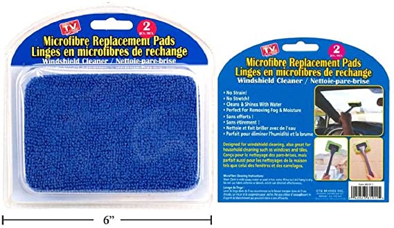 AS SEEN ON TV Windshield Cleaner Microfiber Replacement Pads 2 Pack - Premium Car Glass Cleaning Cloths for Streak-Free Shine - Perfect for Auto Detailing & Windshield Maintenance