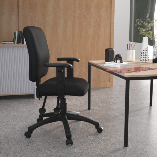 Ergonomic Multi-Function Fabric Task Chair with Adjustable Height & Lumbar Support - Perfect for Home Office, Gaming & Workspace Comfort