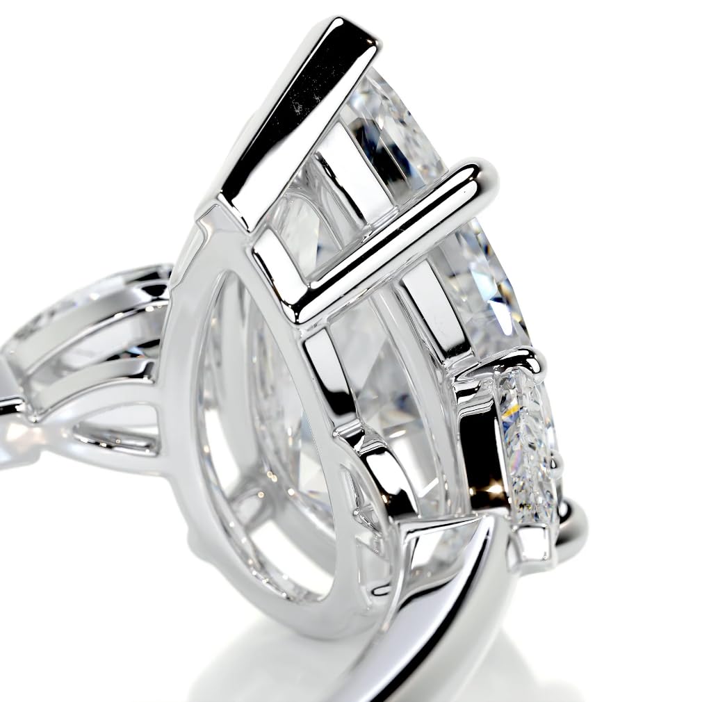 4 CT Pear Moissanite Three Stone Wedding Ring for Women - Handmade Bridal Engagement Ring in Sterling Silver, 10K/14K/18K Solid Gold - Elegant Anniversary Promise Gift for Her - Perfect for Proposals, Weddings & Romantic Occasions