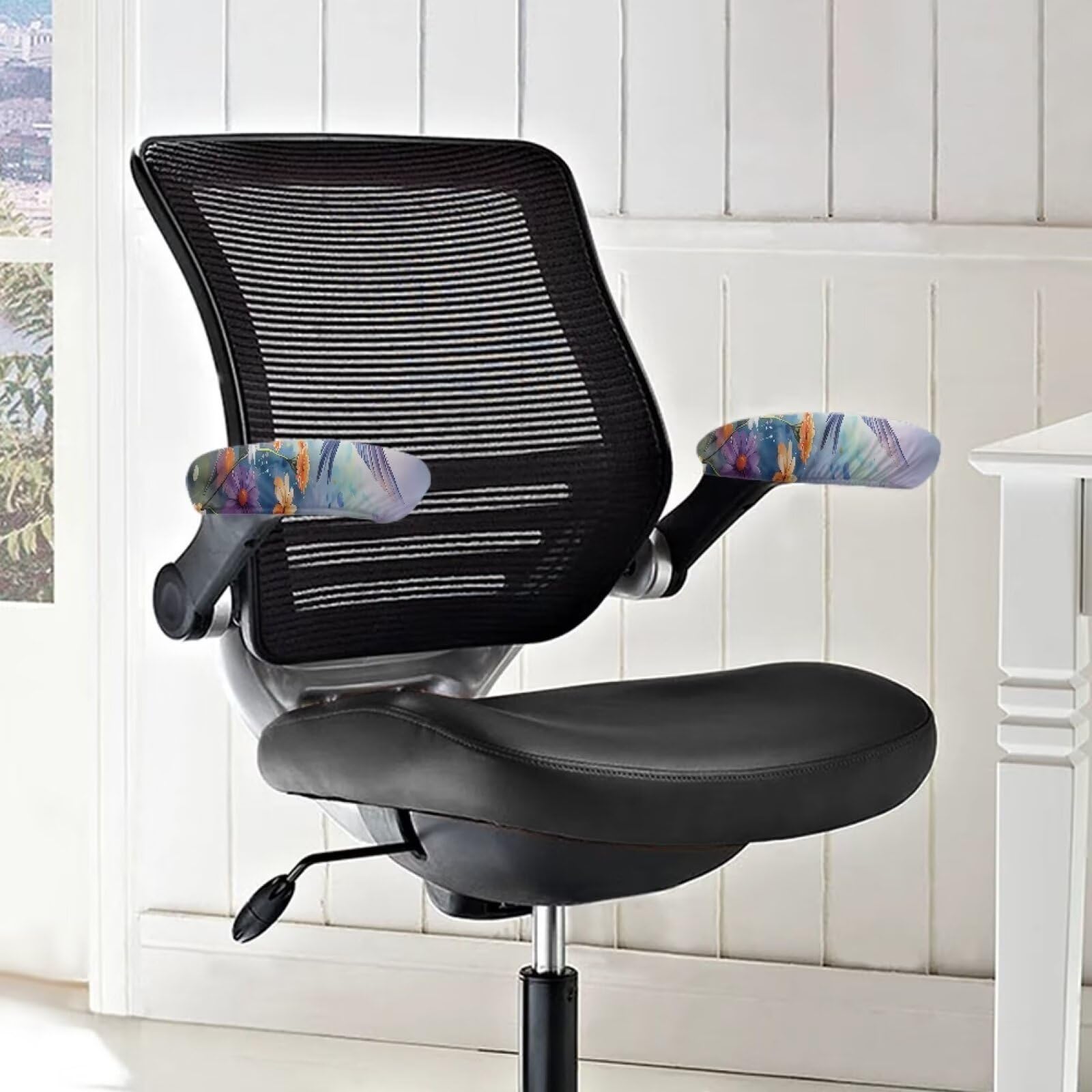 2 Pack Floral Hummingbird Armrest Covers - Soft Office Chair Arm Pads for Desk & Gaming Chairs, Purple Aesthetic Armrest Protectors (Home Office, Workstation, PC Gaming Setup)