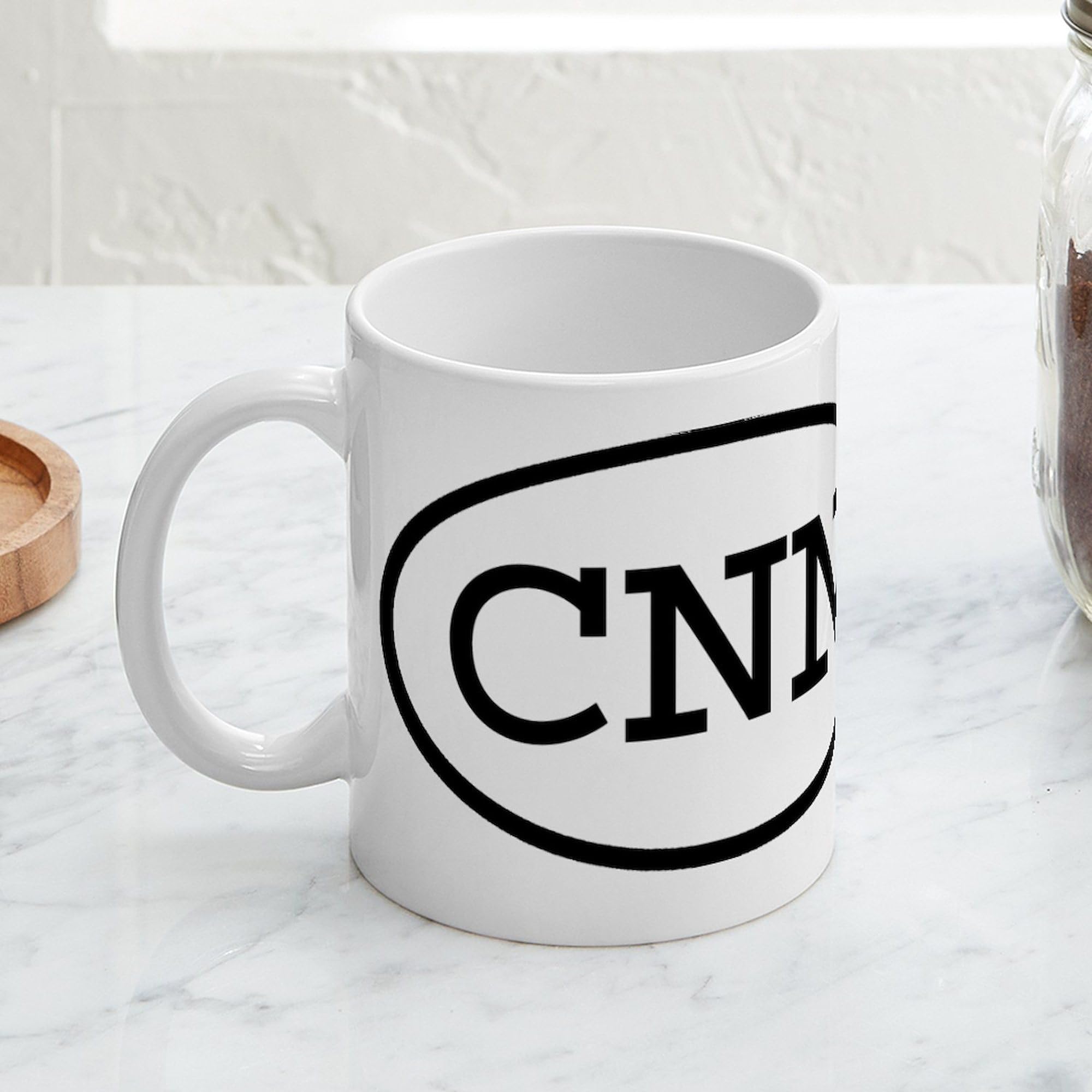 CNN Oval Mug 11 oz (325 ml) - White Ceramic Coffee Cup with Handle - Perfect for Office, Home & Gifts - Dishwasher & Microwave Safe