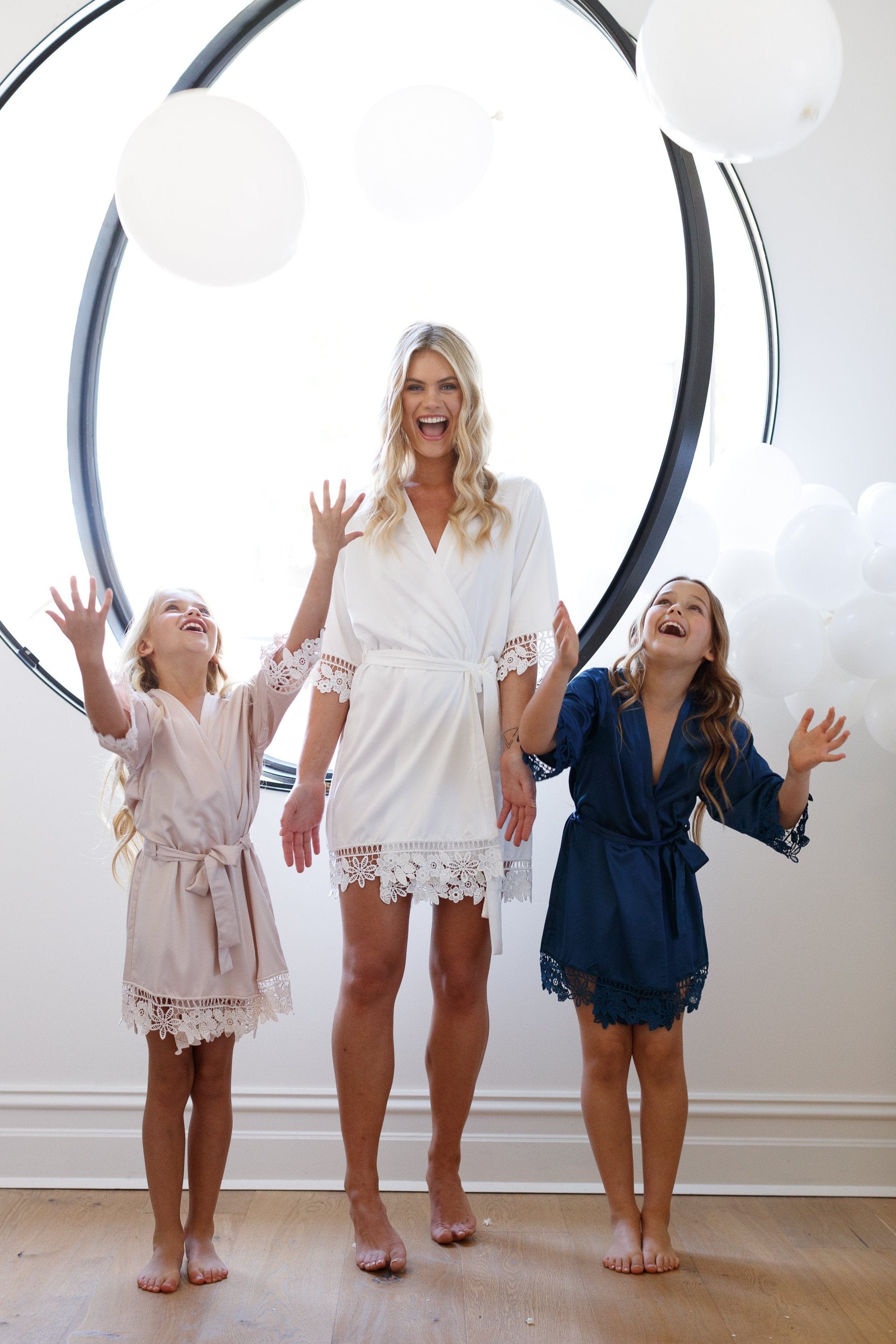 Lauren Satin Flower Girl Robe - Elegant Bridal Party Robes for Flower Girls & Junior Bridesmaids - Perfect for Weddings, Photoshoots & Special Occasions