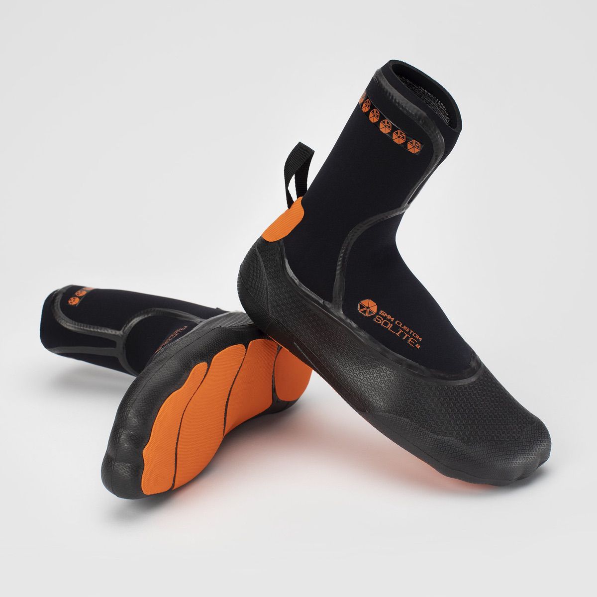 5mm SOLITE Neoprene Booties for Men & Women - Custom Black/Orange Scuba Diving Shoes with Heat Booster Socks | Warm Waterproof Footwear for Surfing, Kayaking, Snorkeling & Winter Activities