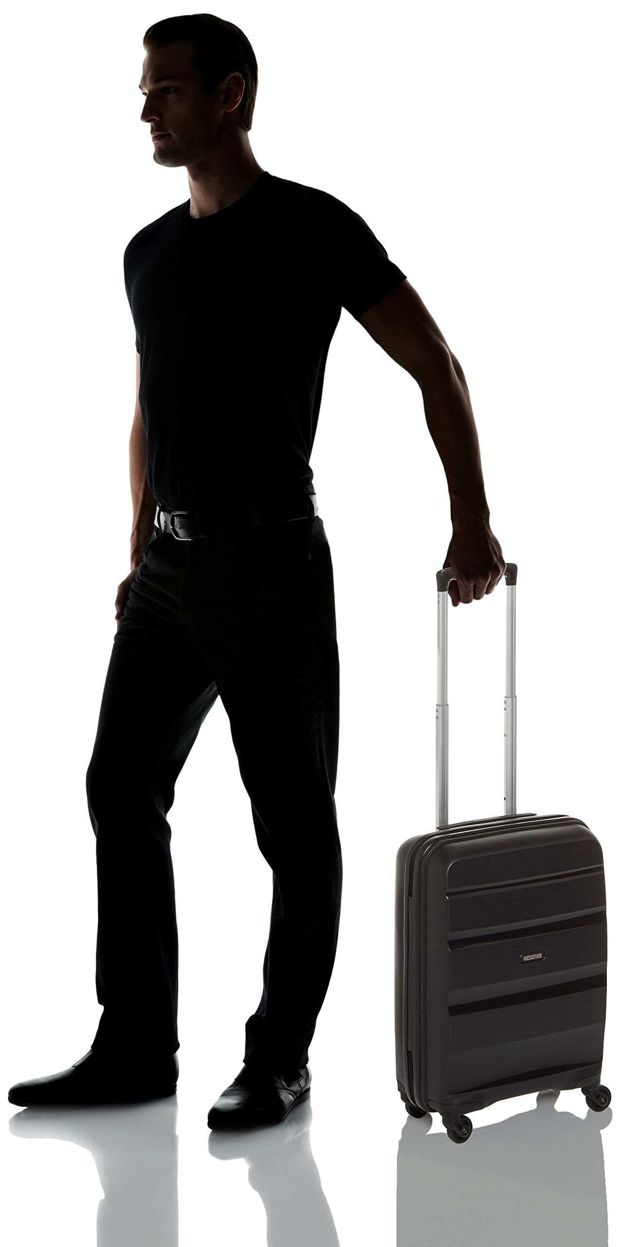 American Tourister Black Carry-On Luggage 55cm (31.5L) - Lightweight Spinner Suitcase for Air Travel, Business Trips & Weekend Getaways