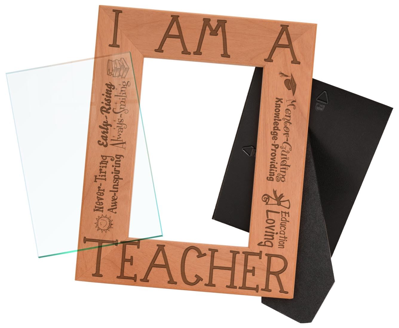 Personalized Teacher Appreciation Gift - Natural Wood Engraved 4x6 Portrait Frame with Inspirational Poem - Perfect for Classroom Decor, End of Year Gifts & Retirement Presents