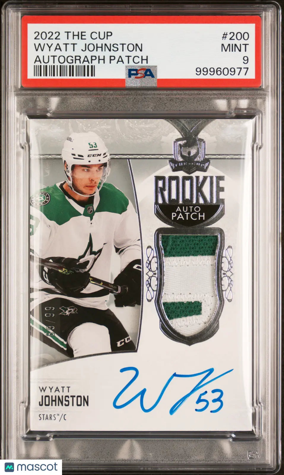 2022-23 Upper Deck The Cup Wyatt Johnston Rookie Patch Auto PSA 9 /99 #200 Hockey Trading Card - Perfect for NHL Collectors, Sports Memorabilia Enthusiasts & Investment Portfolio